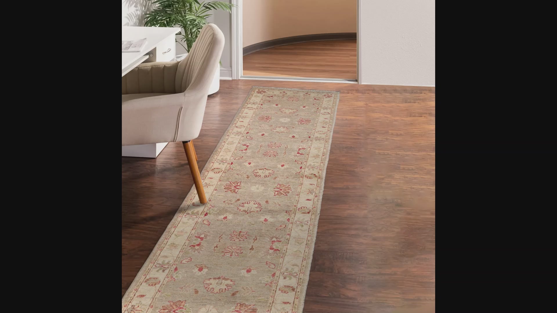 Samarkand Runner Hand Knotted 100% Wool Chobi Peshawar Traditional Oriental Area Rug toupe, Beige Color