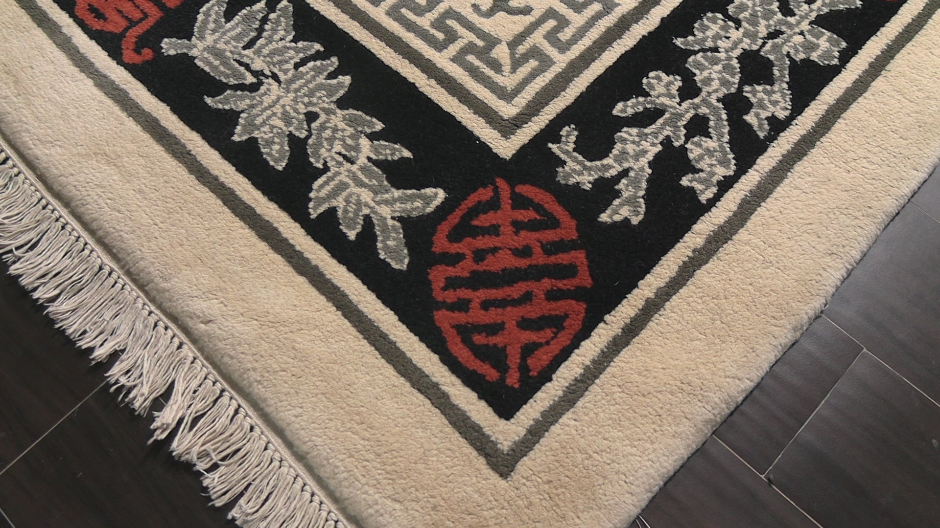 Ivory 6x9 Chinese Art Deco Traditional Plush Pile Velvety Soft Silky Sheen Greek Key Hand Knotted New Zealand Wool Oriental Area Rug