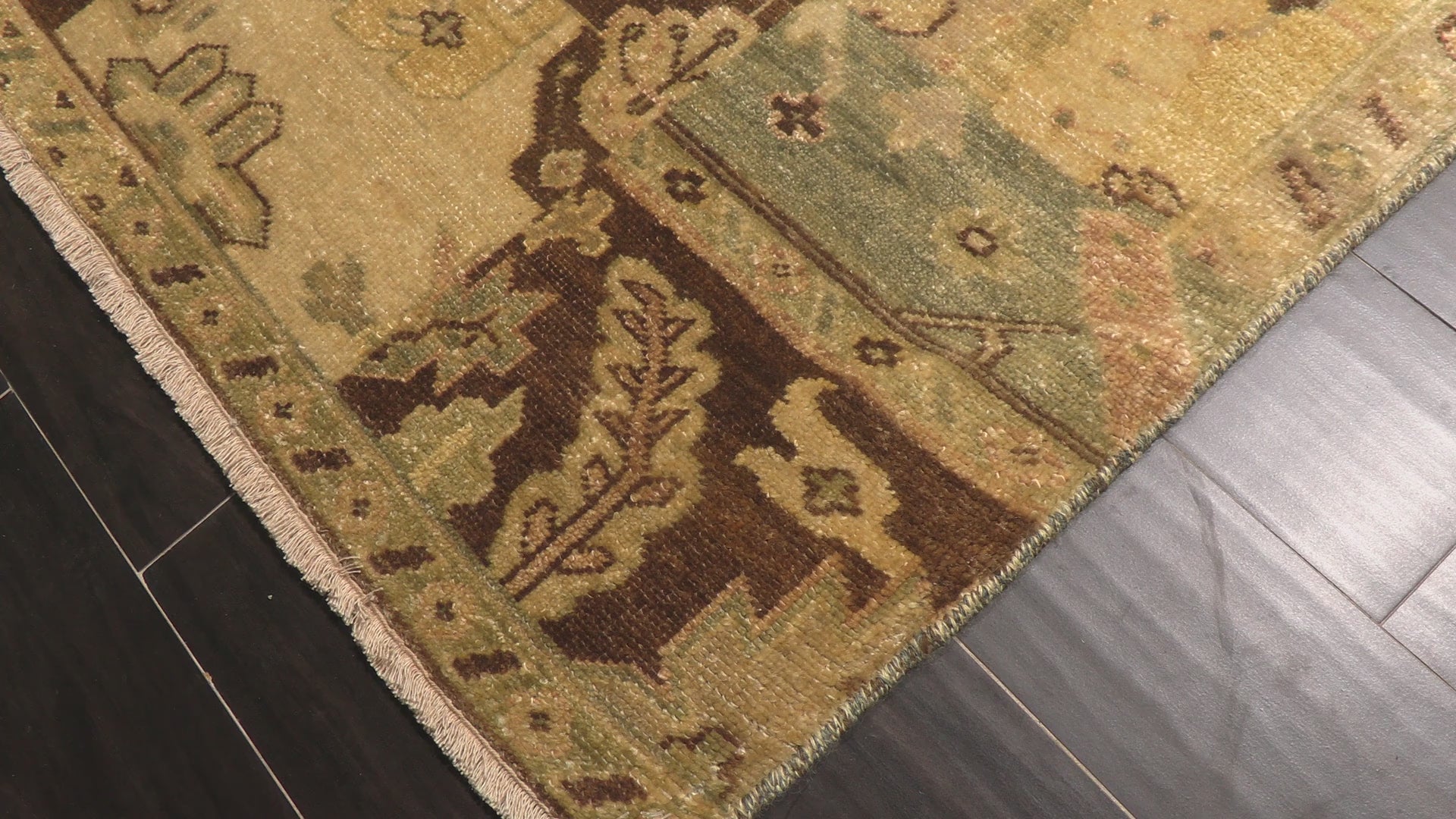 Beige Gold 5'11''x8'11'' Oushak Modern Contemporary Hand Knotted Wool Oriental Area Rug
