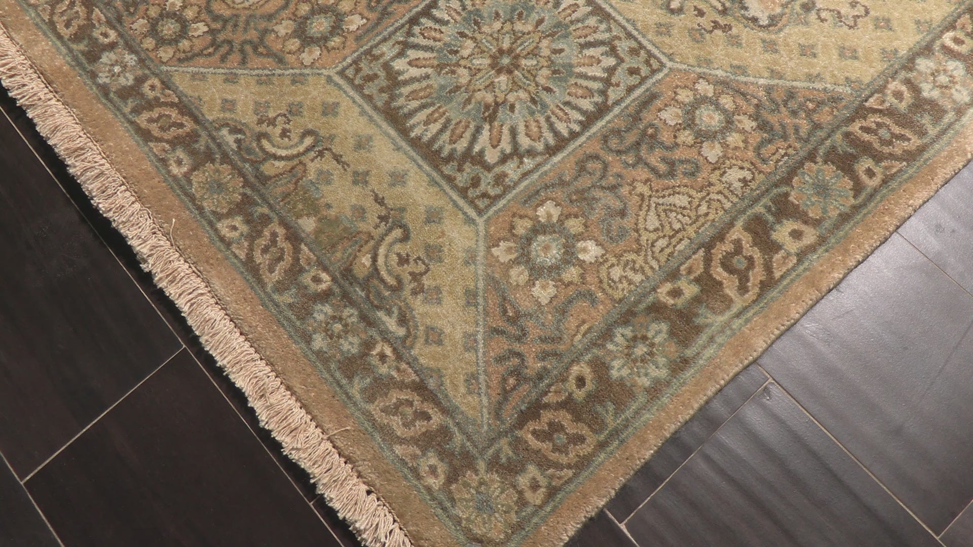 Beige Tan 7'11''x9'11'' Bakhtiari Transitional Floral 150 KPSI Hand Knotted Wool Silk Oriental Area Rug