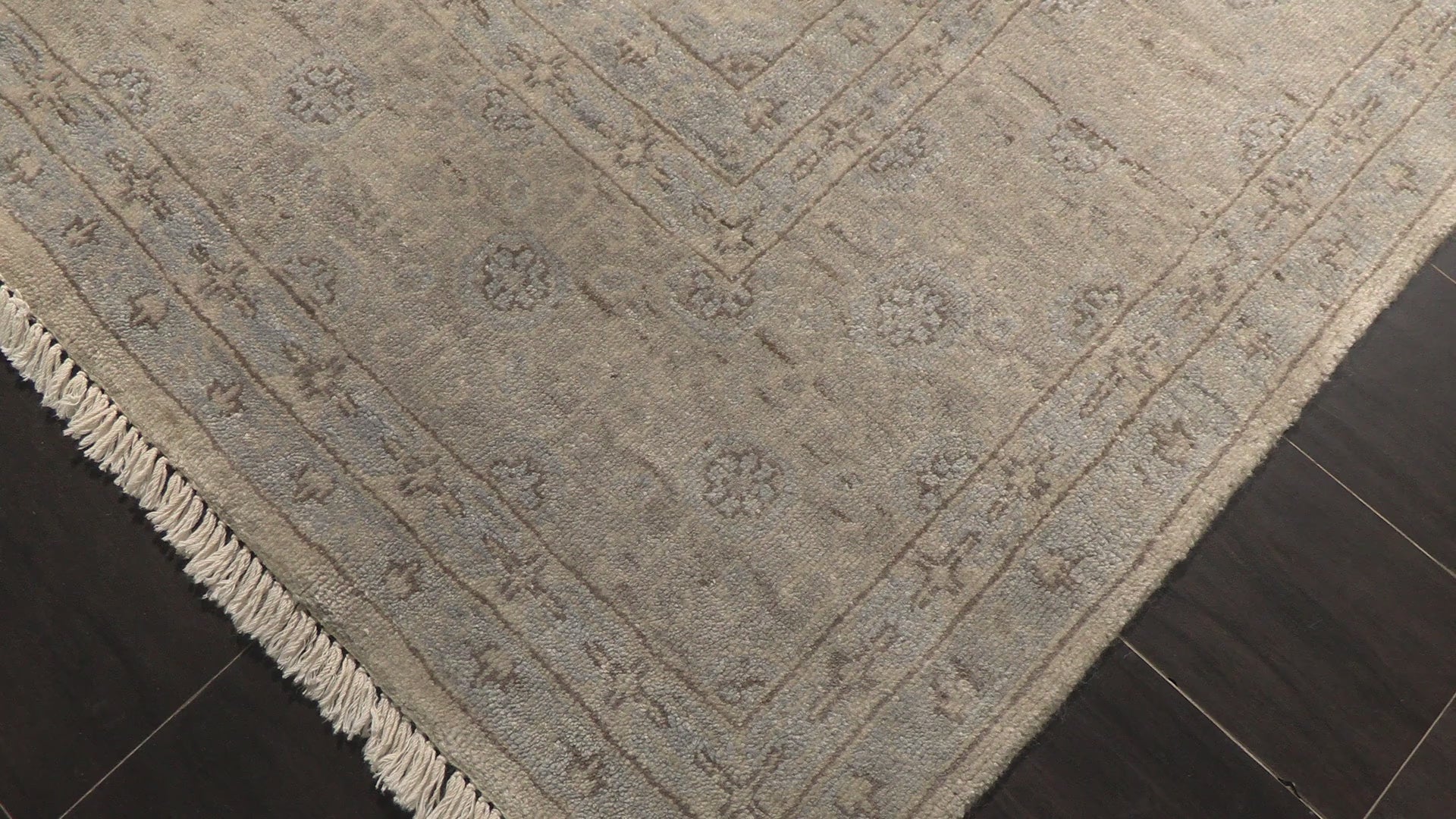 Beige Taupe 7'11''x9'11'' Khotan Transitional High Sheen Hand Knotted Wool Oriental Area Rug