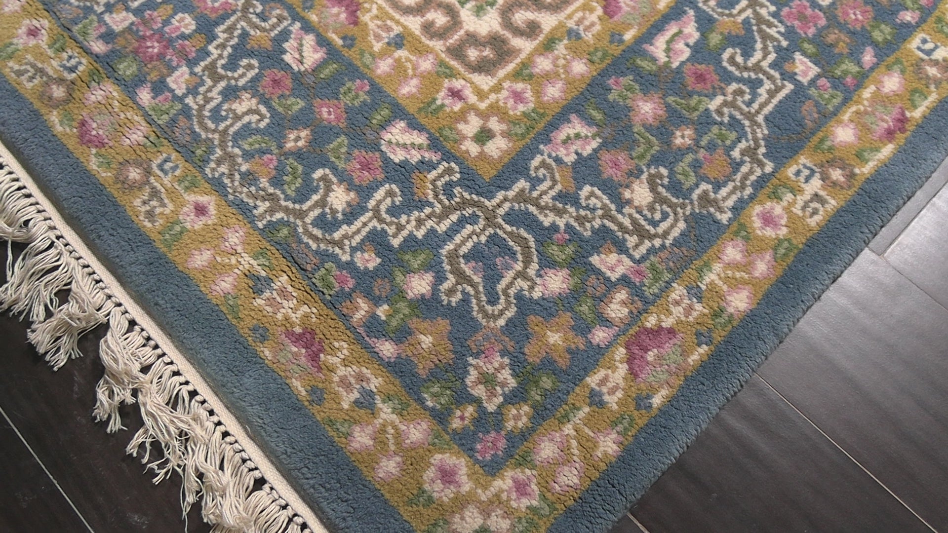 Blue 6x9'3'' Kerman Traditional Plush Pile Pande Cameron Hand Knotted New Zealand Wool Oriental Area Rug