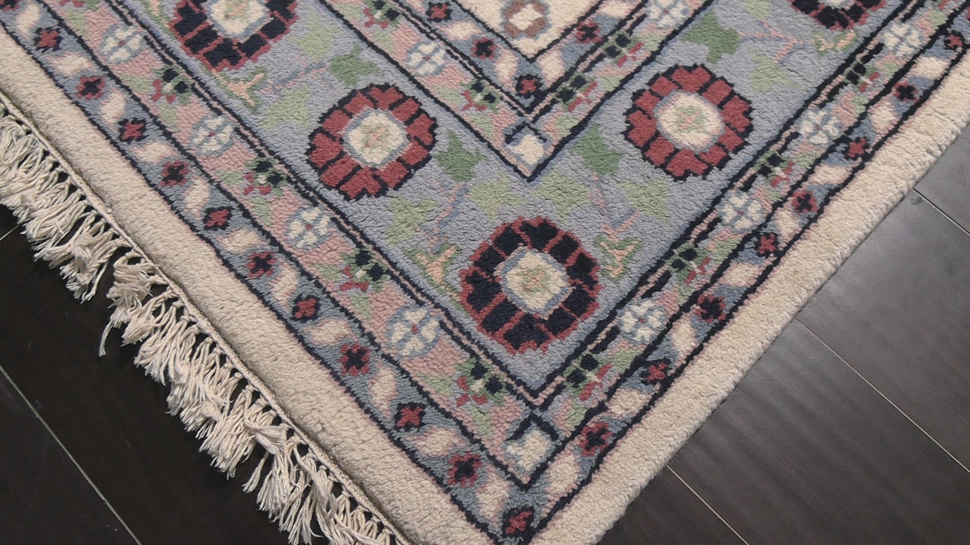 Ivory 5'5''x8'6'' Indo Kashan Traditional Floral Plush Pile Velvety Soft Hand Knotted Wool Oriental Area Rug