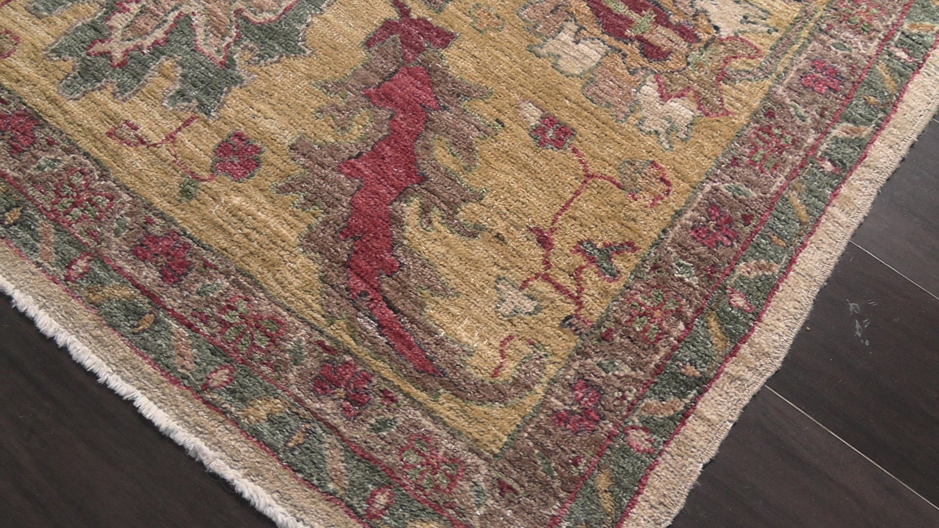 Beige 9'7''x12'9'' Oushak Arts & Crafts Vintage Hand Knotted Wool Oriental Area Rug