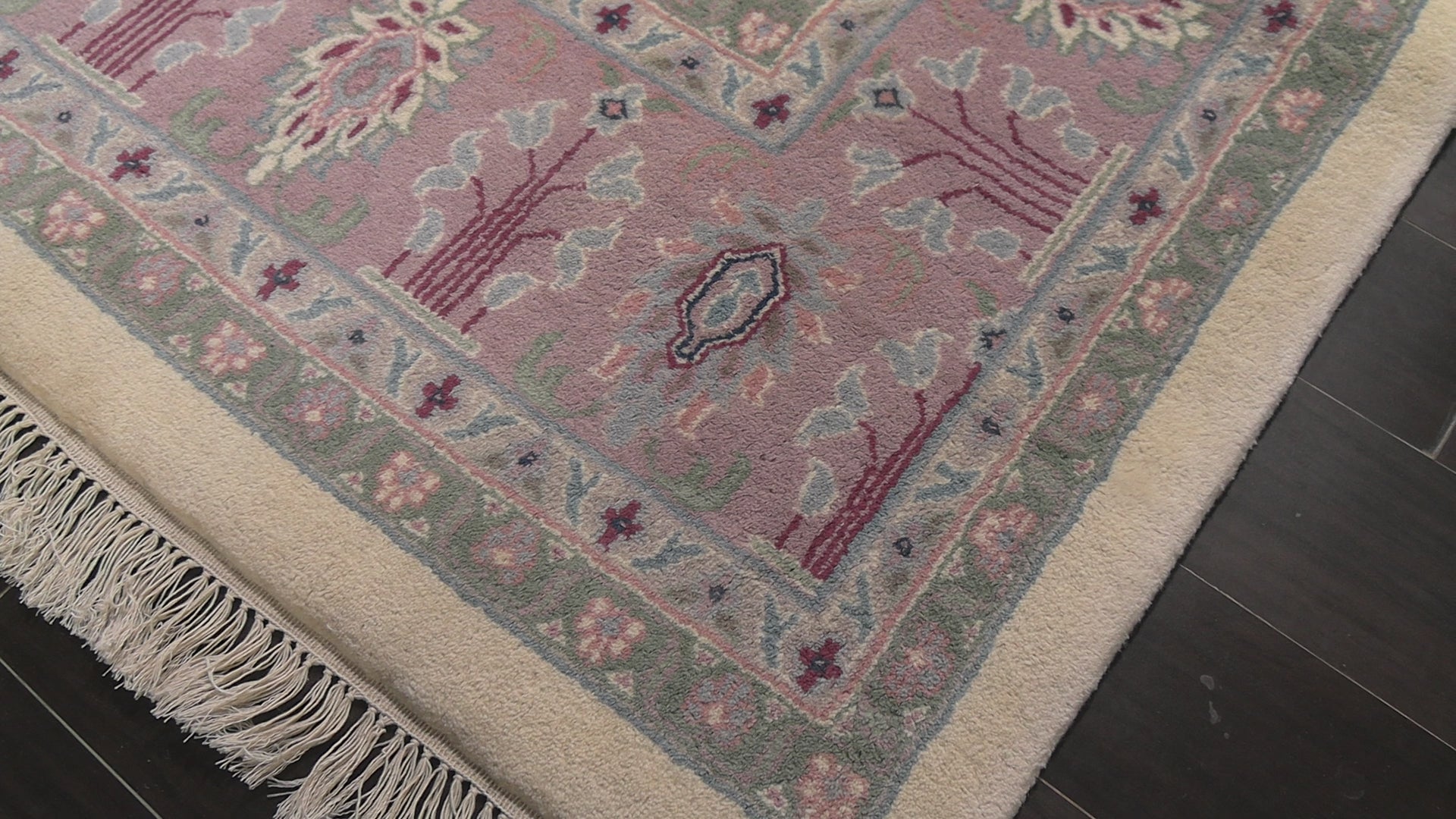 Ivory 8'9''x12 Indo Kashan Traditional Plush Pile Hand Knotted Wool Oriental Area Rug