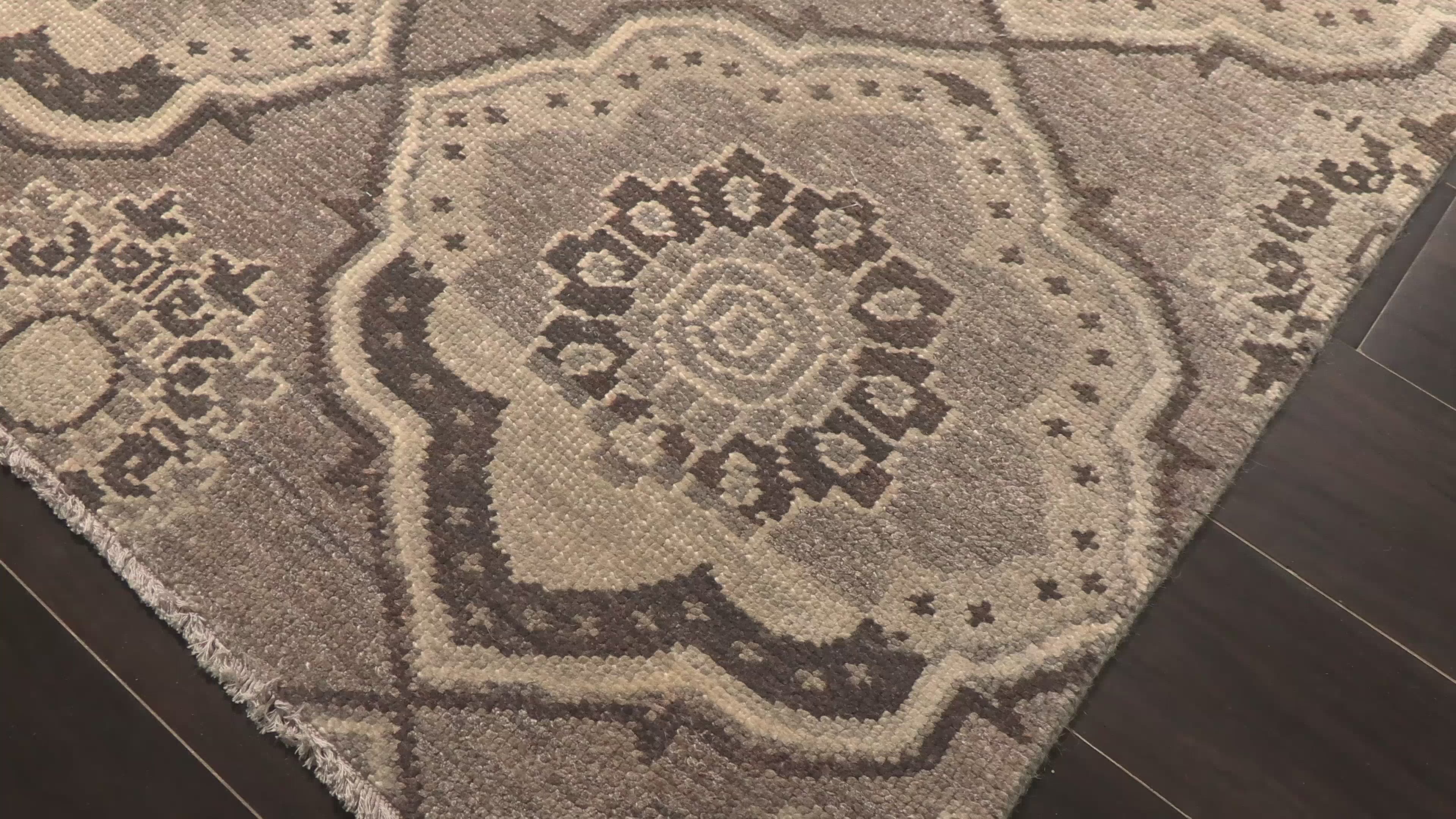 Taupe Beige 9'1''x13'9'' Oushak Transitional Hand Knotted Wool Oriental Area Rug