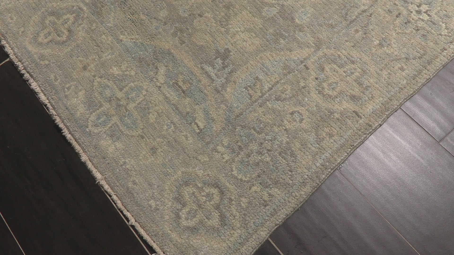 Beige Gray 6x8'10'' Oushak Transitional Hand Knotted Wool Oriental Area Rug