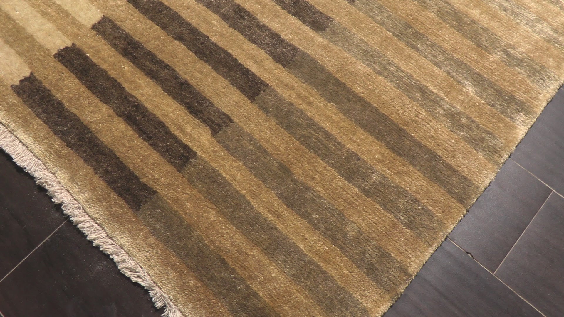 Beige Gold 6'2''x9'1'' Tibetan Modern Contemporary Hand Knotted Wool Oriental Area Rug