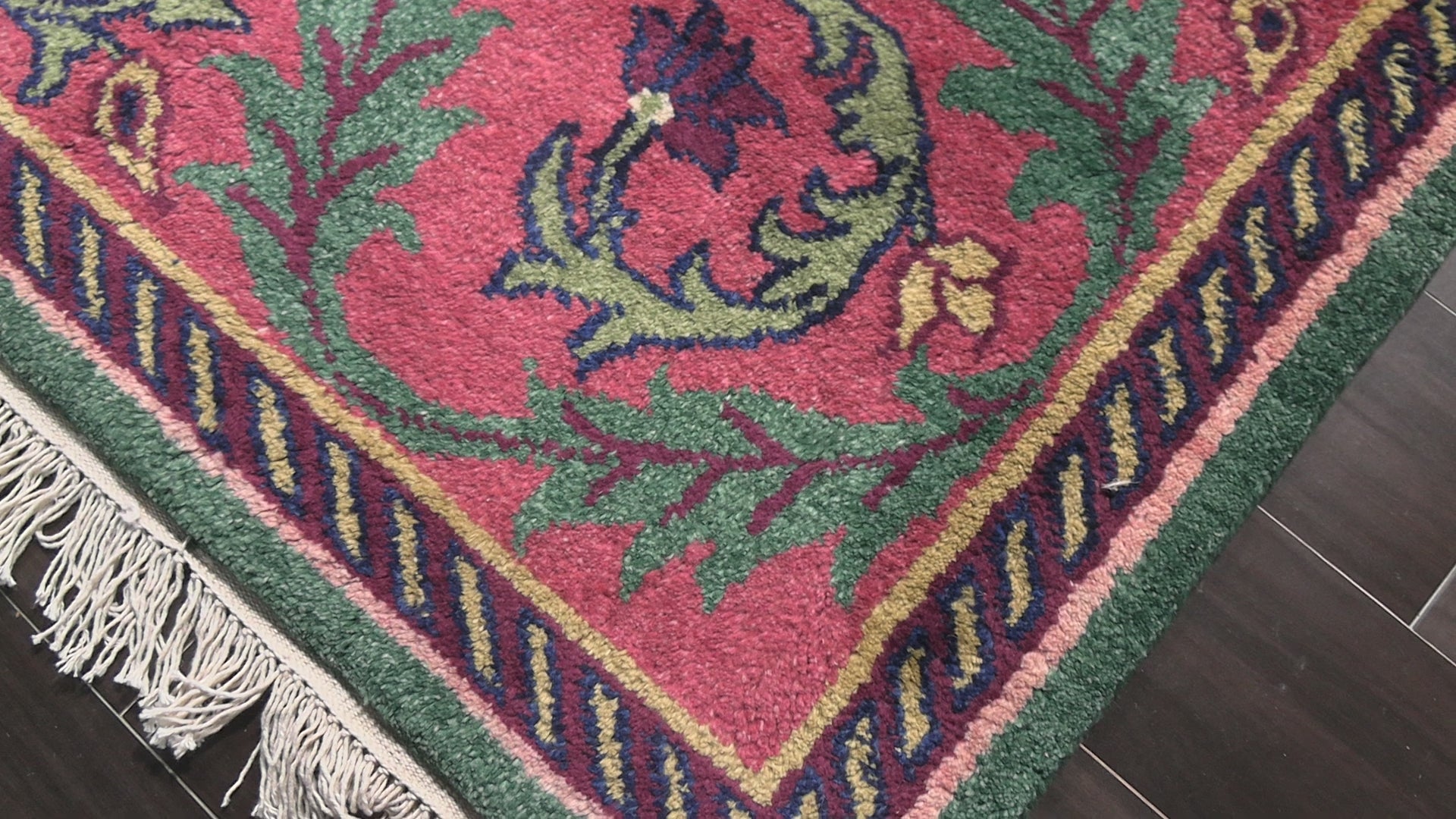 Teal Green 7'9''x9'10'' Arts & Crafts Eclectic Boho Plush Pile Hand Knotted Wool Oriental Area Rug