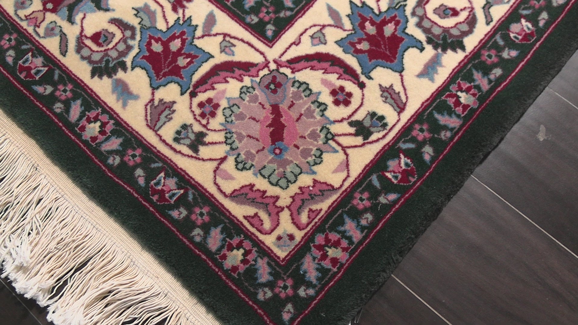 Dark Green 8'1''x10'3'' Tabriz Traditional Medallion New Zealand Wool Hand Knotted Oriental Area Rug