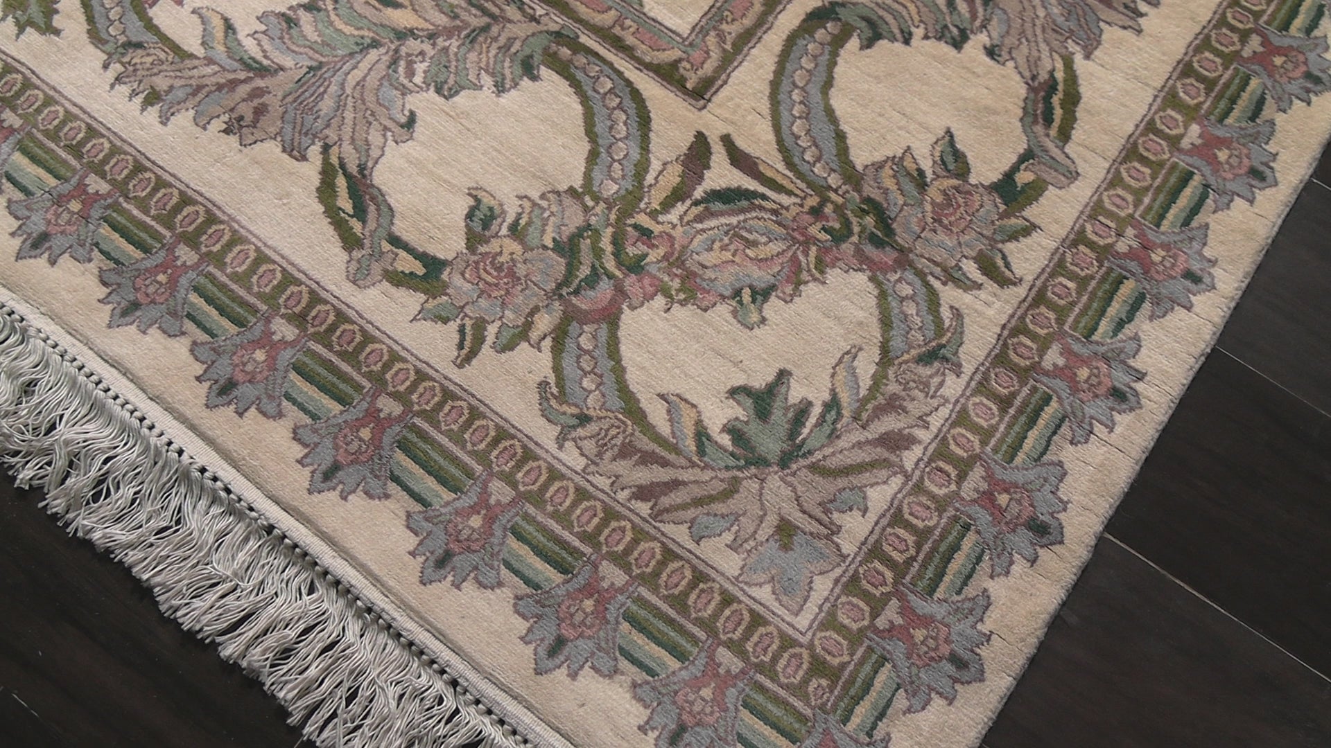 Ivory 8x9'9'' Pak Persian Traditional Trellis 300 KPSI Hand Knotted Wool Oriental Area Rug