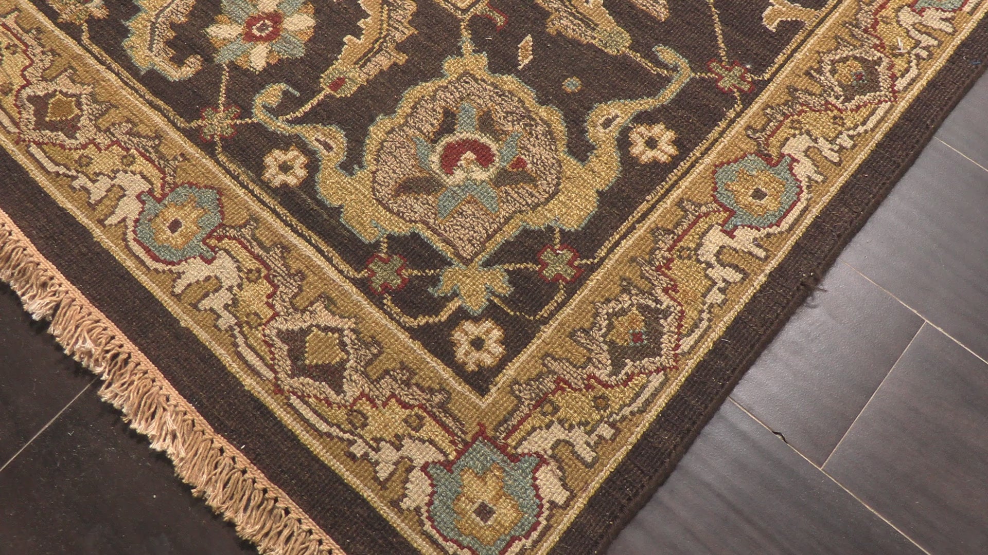 Chocolate Gold 8x9'10'' Soumak Traditional Arts & Crafts Reversible Hand Knotted Wool Oriental Area Rug