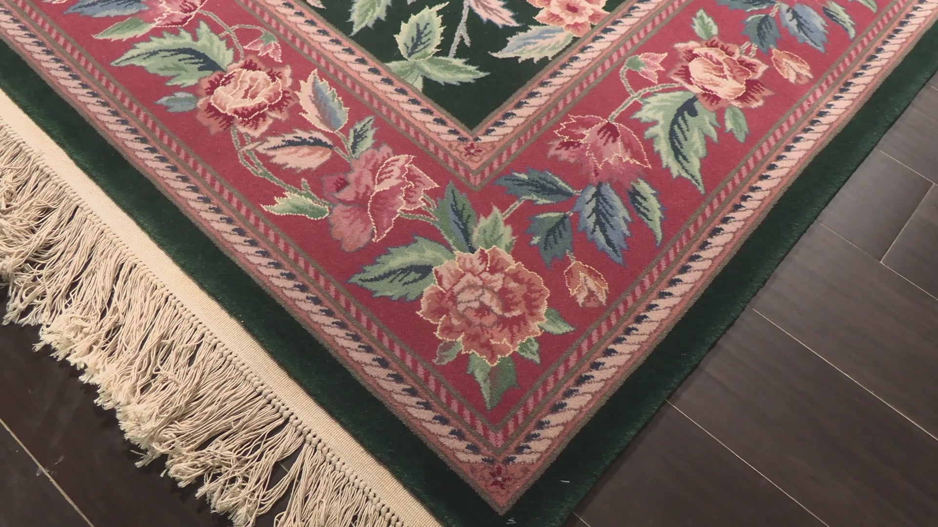 Emerald Pink 8'9''x11'9'' Pak Persian Traditional 300 KPSI Hand Knotted Wool Oriental Area Rug