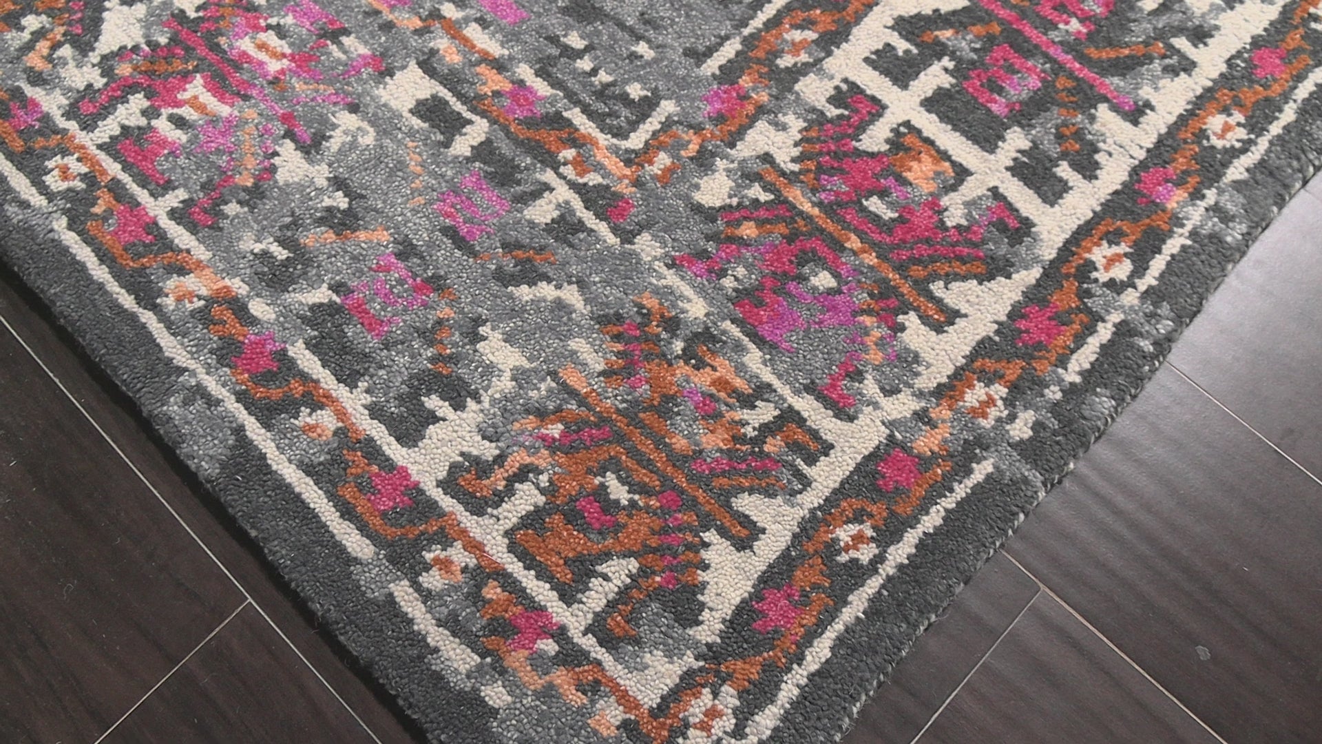 Gray 6'2''x8'11'' Indo Tibetan Transitional Patterned Hand Knotted Wool Oriental Area Rug