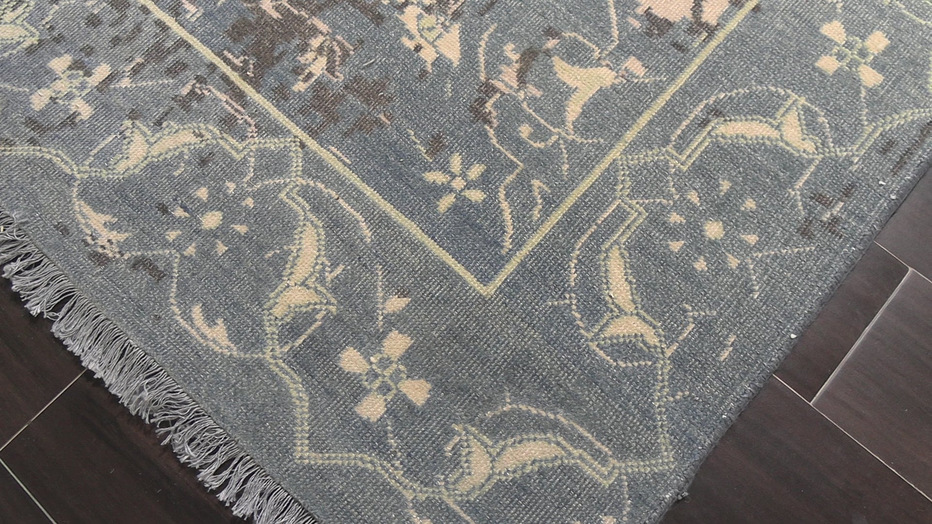 Taupe 8'x10'1'' Oushak Transitional Erased Pattern Distressed Hand Knotted Wool Oriental Area Rug