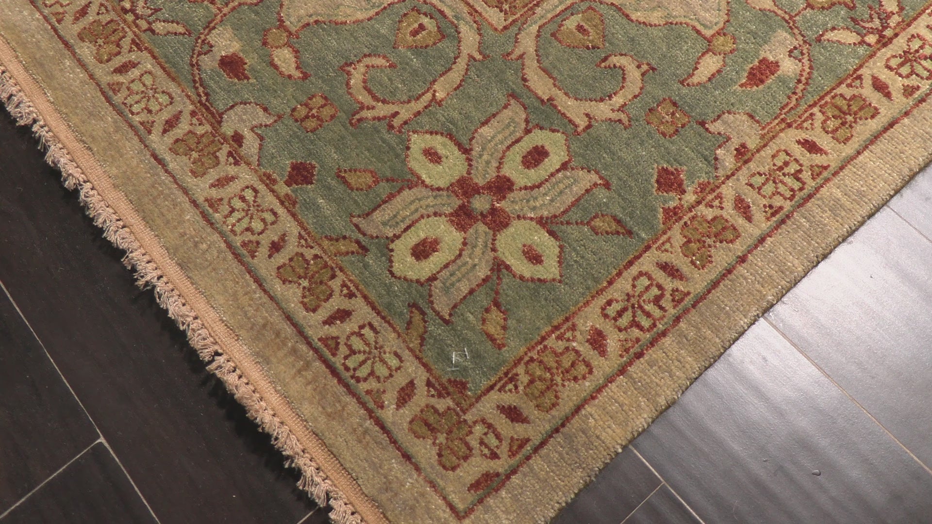 Beige Celadon 7'10''x9'9'' Oushak Traditional Hand Knotted Wool Oriental Area Rug