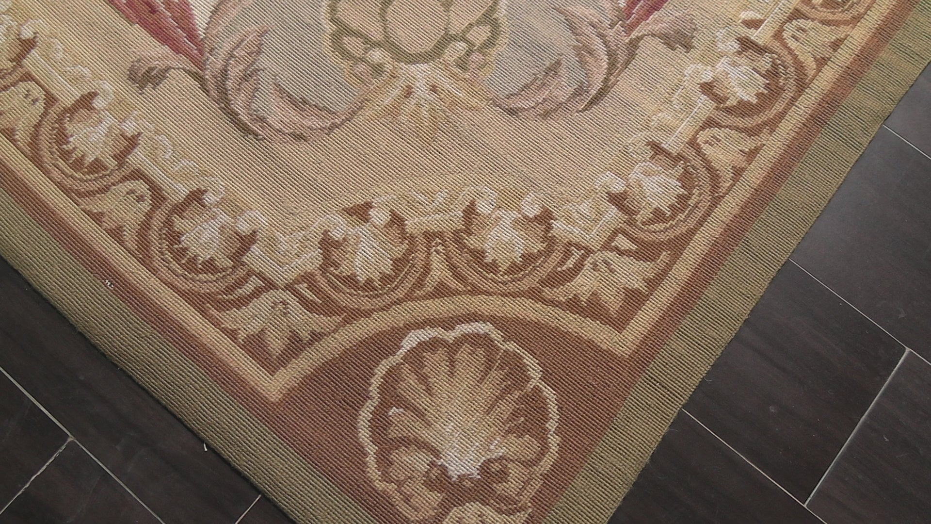 Tan 8x10 Tibetano Hand Woven Flatweave Wool French Aubusson Needlepoint Traditional Classic Medallion Hand Knotted Wool Oriental Area Rug