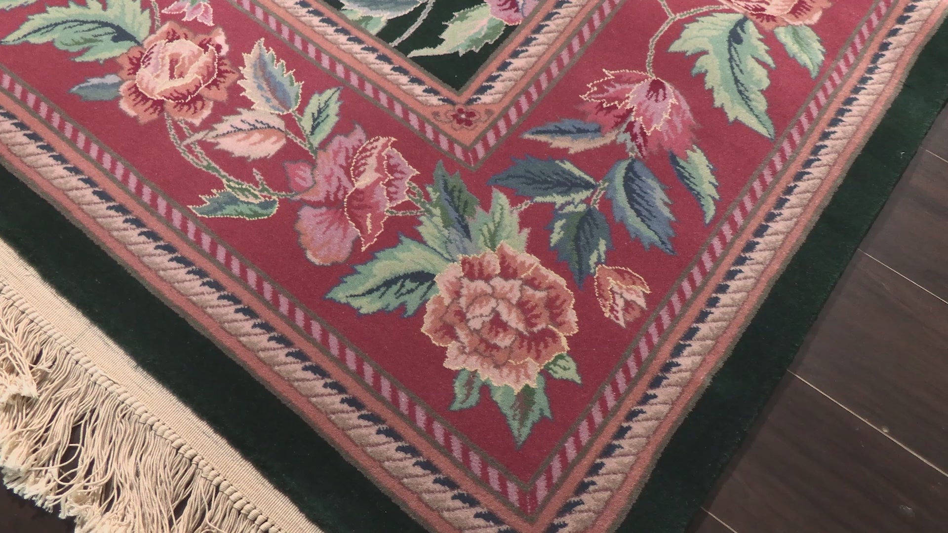 Emerald Pink 9'6''x13'6'' Sino Persian Traditional Hand Knotted Wool Silk Oriental Area Rug