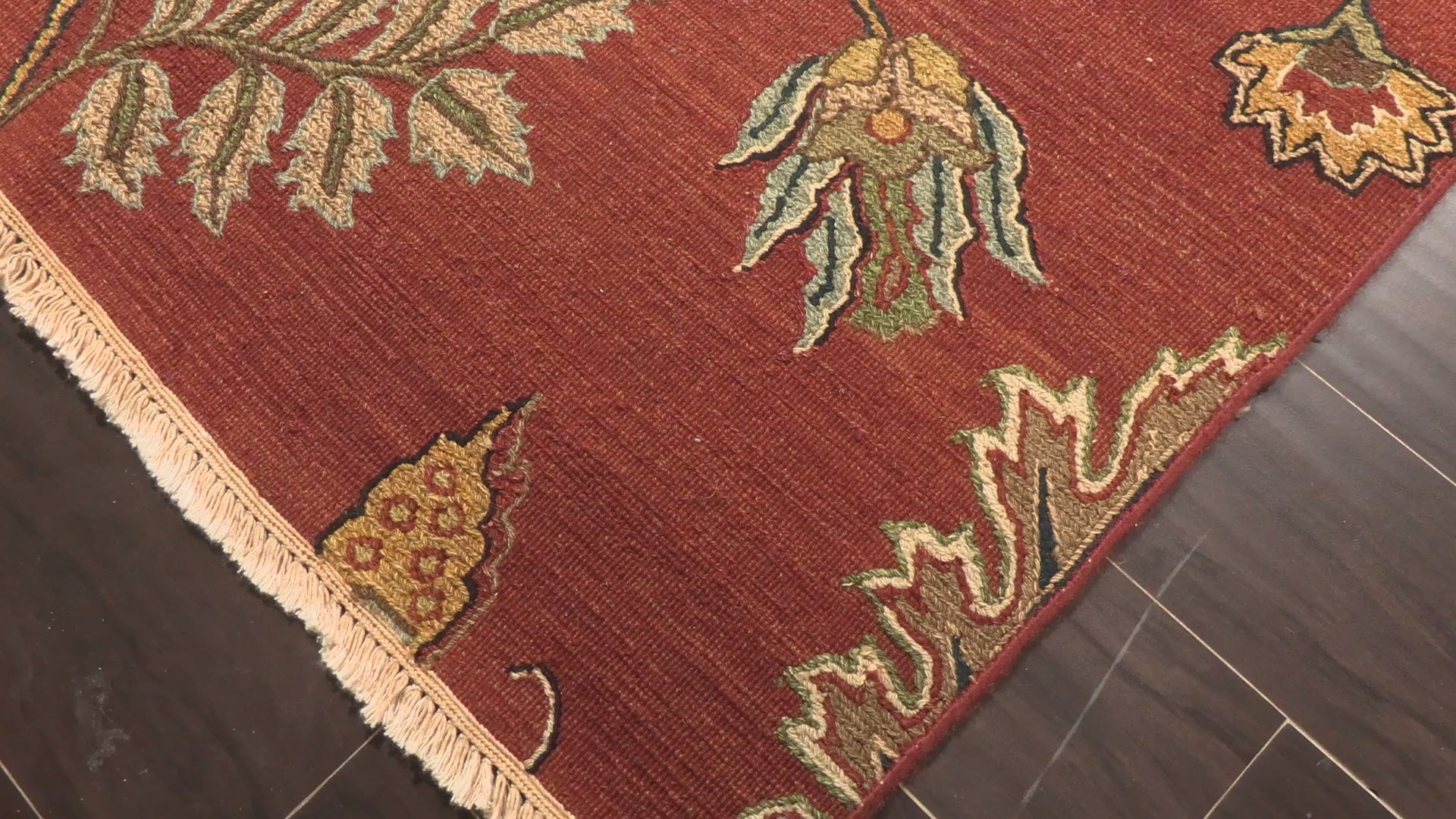 Rust Gold 8'1''x9'9'' Soumak Transitional Reversible Flatweave Hand Knotted Wool Oriental Area Rug
