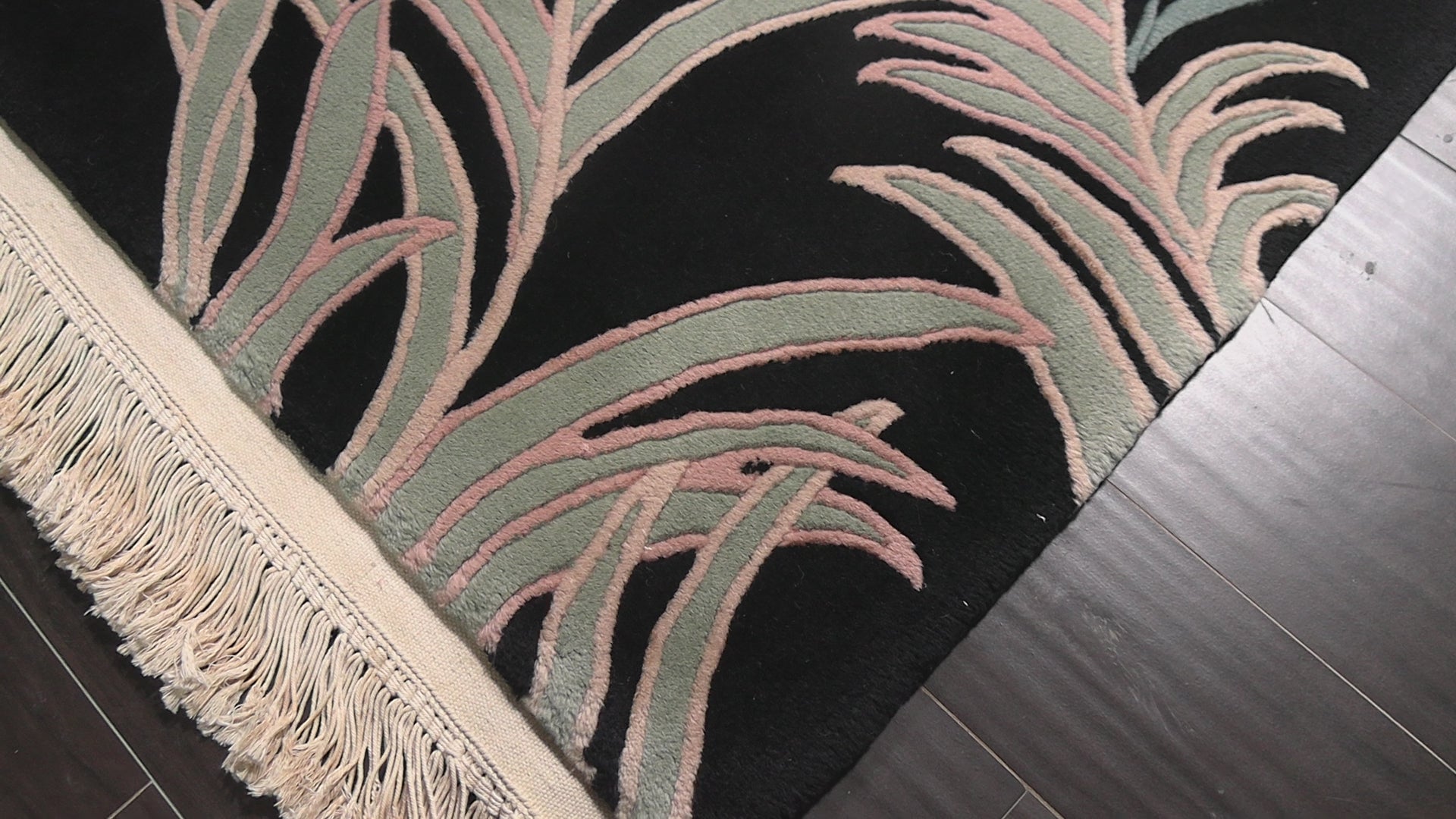 Black 5'6''x8'6'' French Aubusson Savonnerie Traditional Plush Pile Sculpted Pile Silky Sheen Velvety Hand Knotted Wool Oriental Area Rug