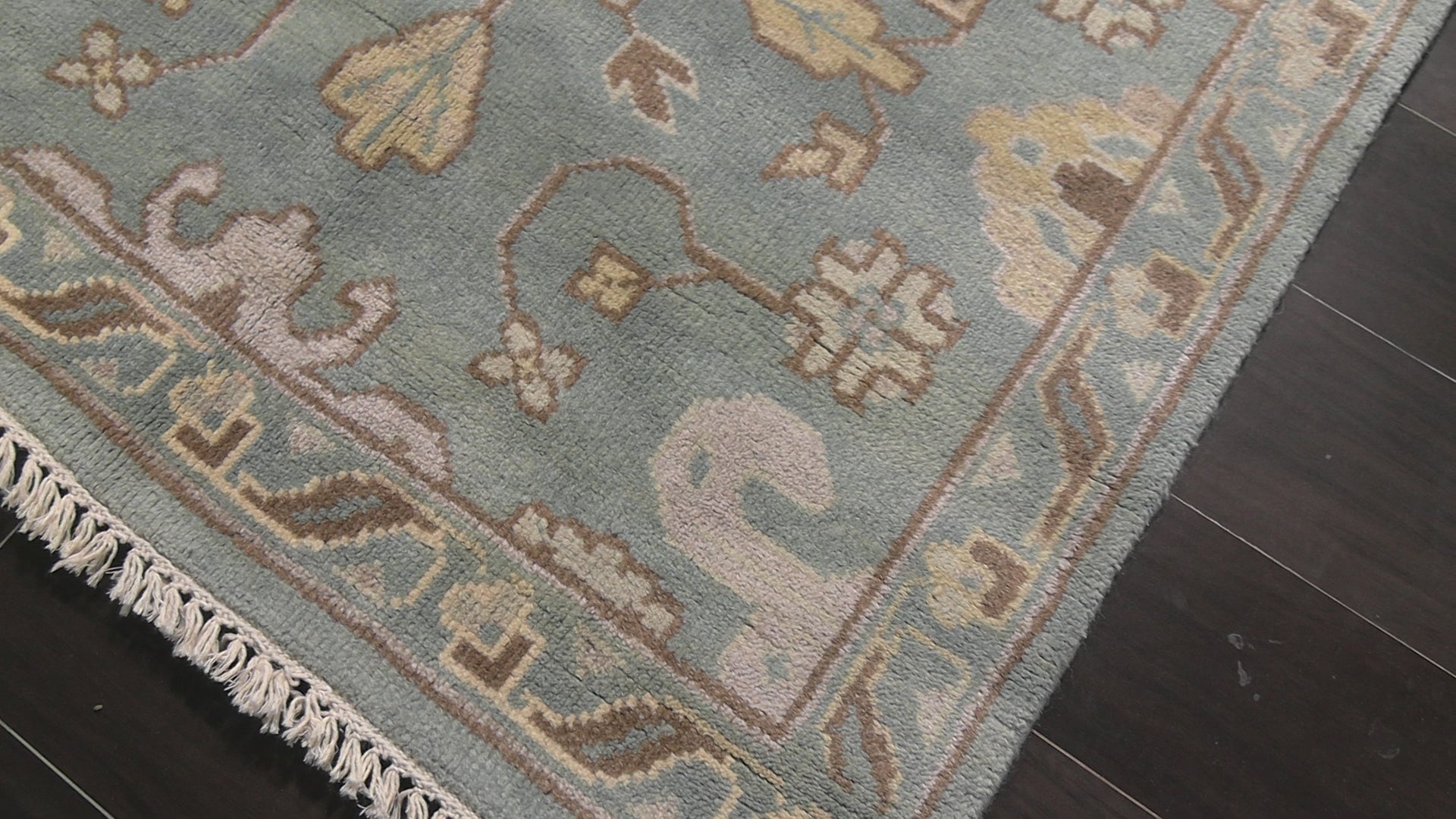 Seafoam  8'1"x9'8'' Oushak Arts & Crafts Hand Knotted Wool Oriental Area Rug