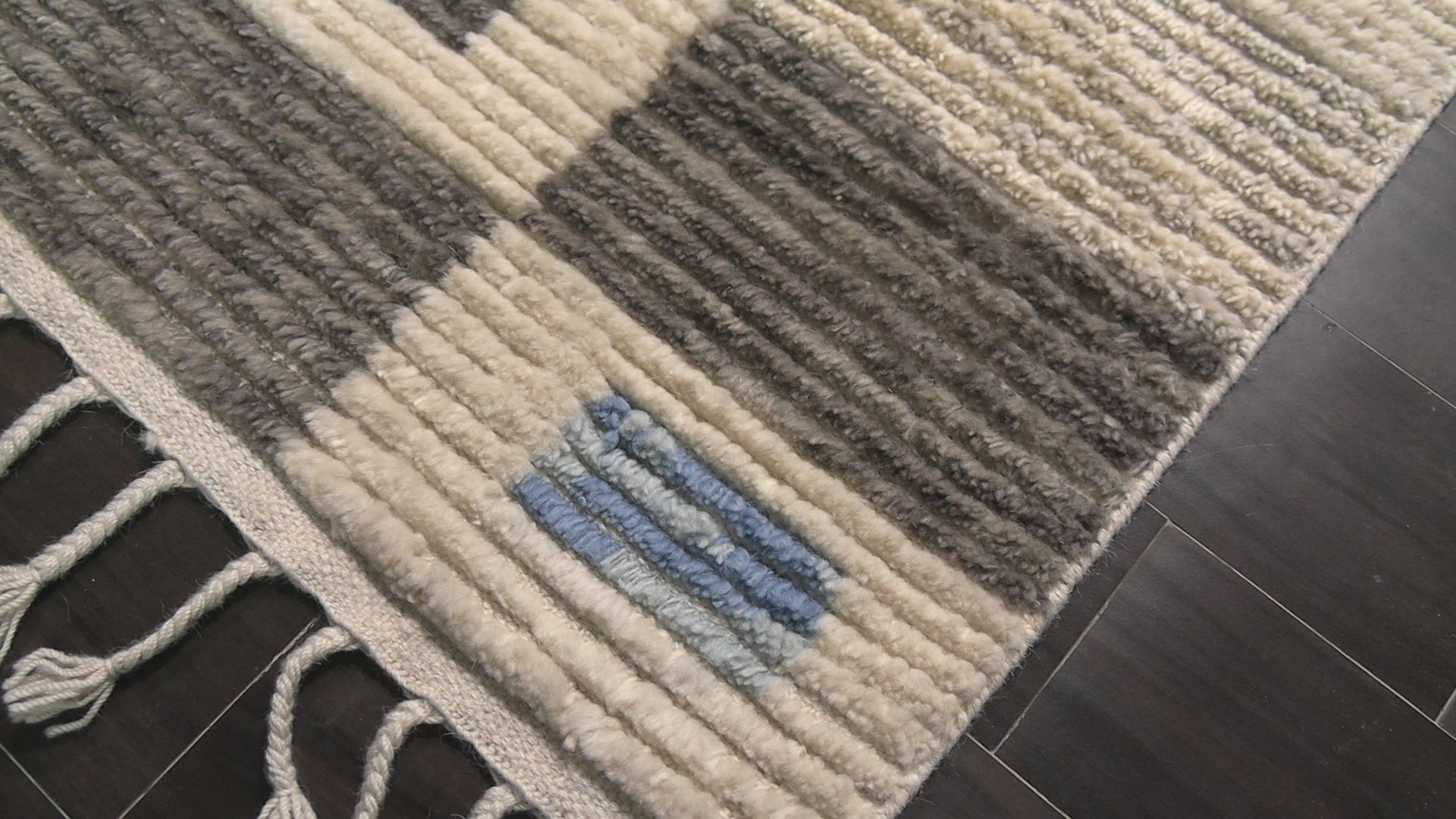 Ivory 8'2''x10'8'' Tibetano Hand Knotted Wool Moroccan Modern & Contemporary Geometric Boho Hand Knotted Wool Oriental Area Rug