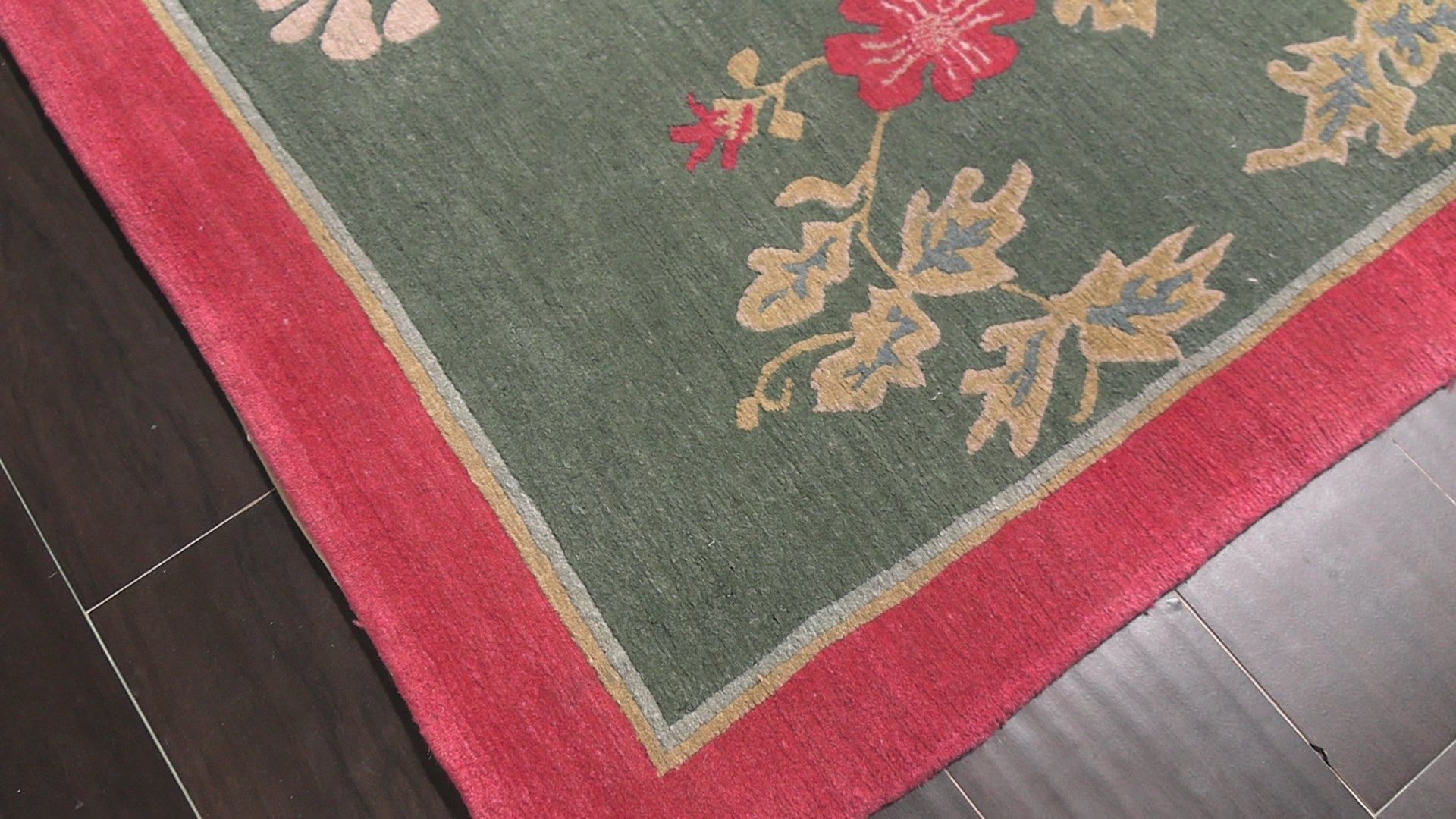 Celadon 6x8'11'' Tibetan Transitional Botanical Michaelian & Kohlberg Hand Knotted Wool Oriental Area Rug