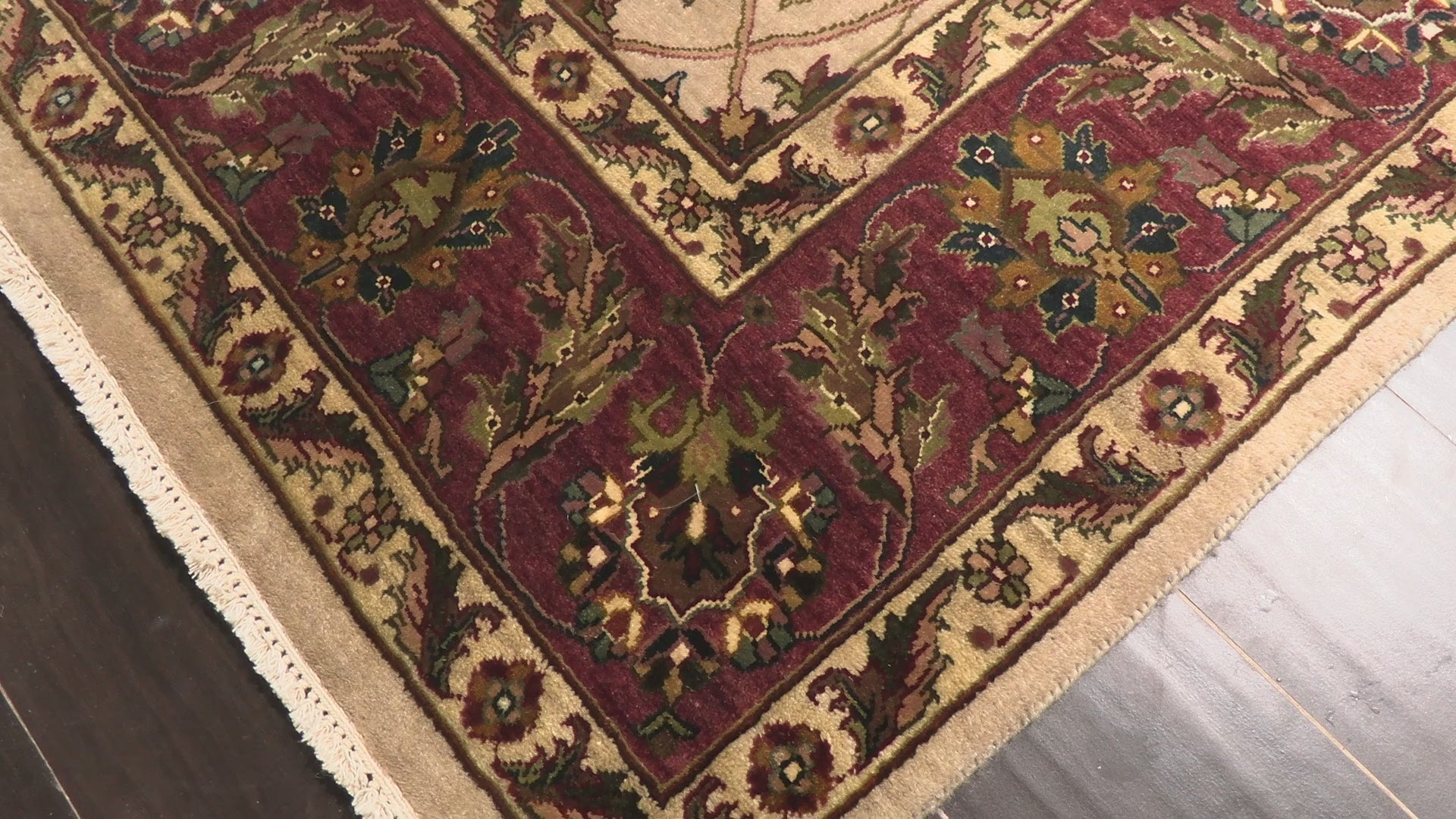 Tan Maroon 5'11''x8'9'' Kashan Traditional 150 KPSI Hand Knotted Wool Silk Oriental Area Rug