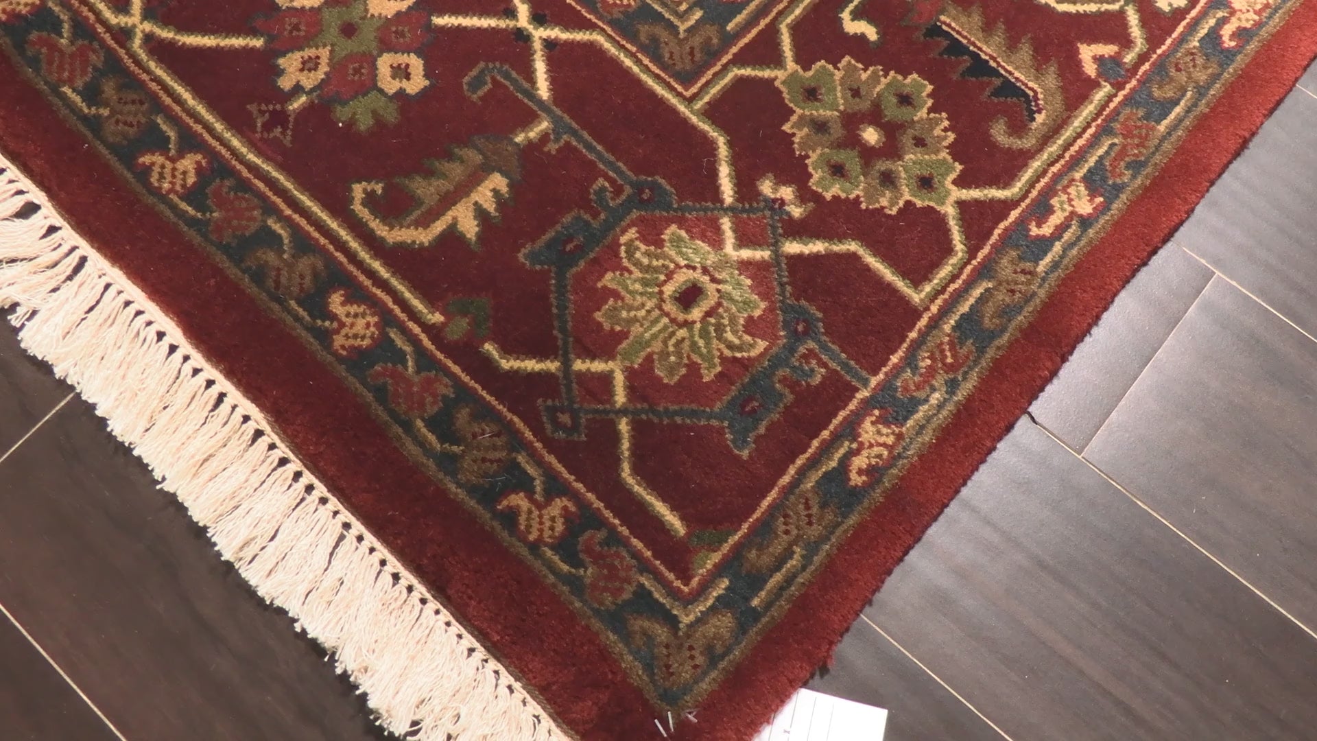 Rust Maroon 7'11''x9'9'' Indo Heriz Traditional Tree of Life Hand Knotted Wool Oriental Area Rug