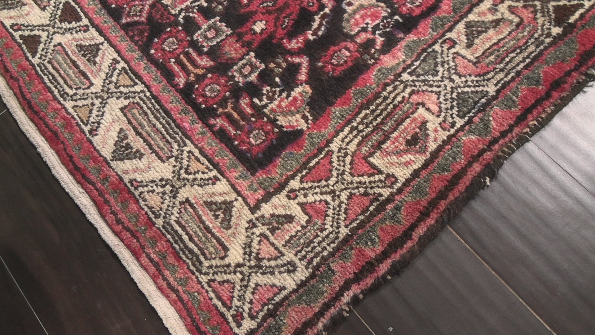 Charcoal Ivory 3'5''x12 Birjand Traditional Tribal Antique Vegetable Dyes Hand Knotted Wool Oriental Area Rug
