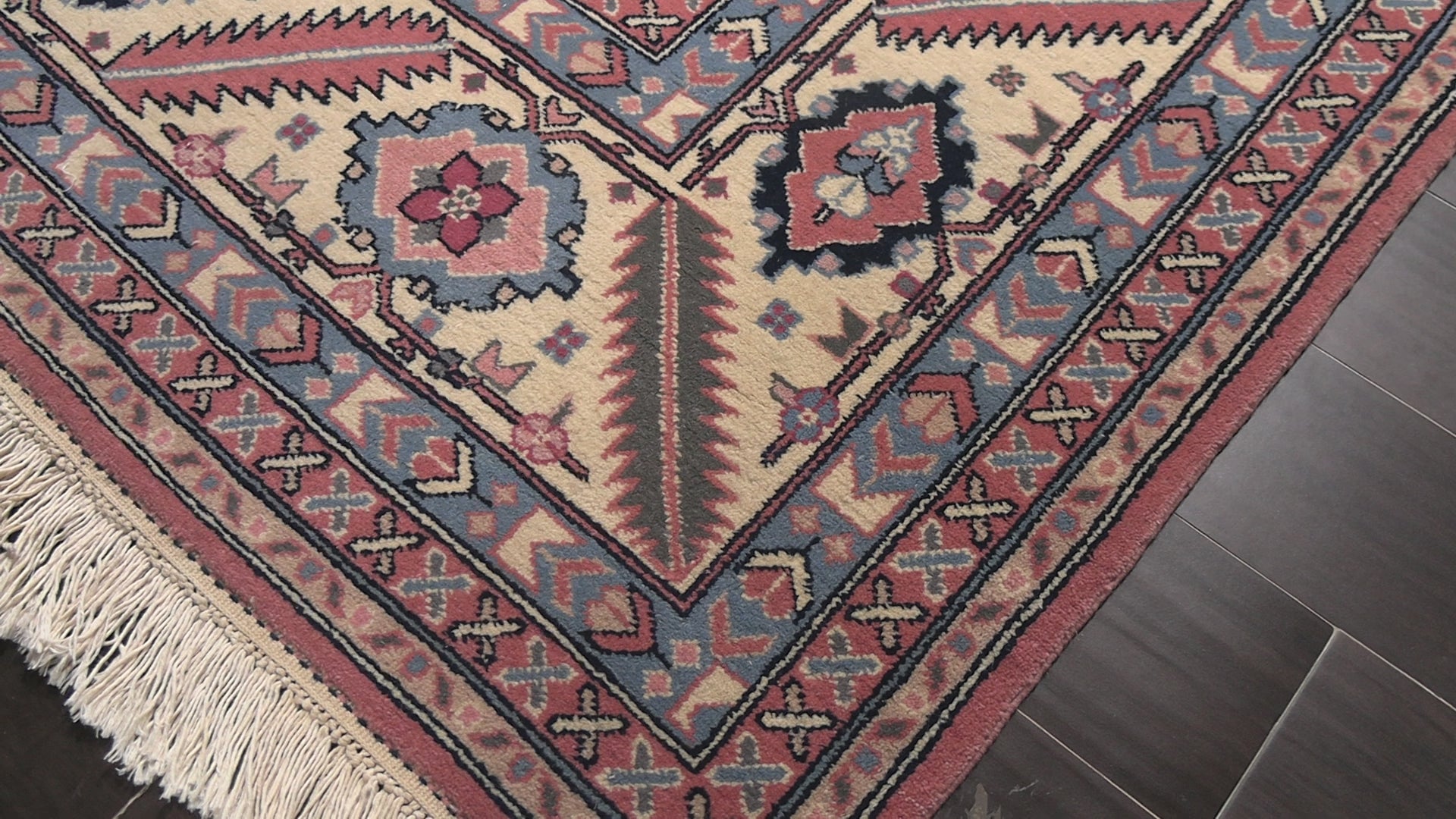 Salmon 7'11''x10 Heriz Traditional Medallion Hand Knotted Wool Oriental Area Rug