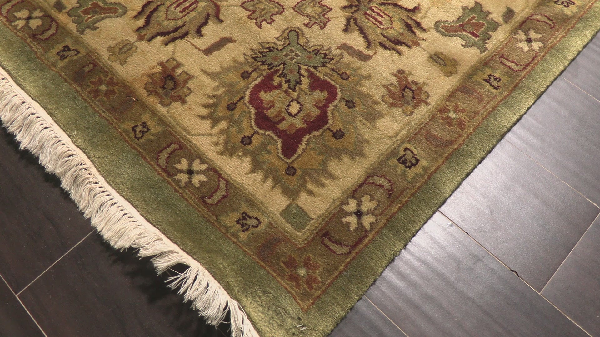 Pistachio Beige 8x8 Square Agra Traditional Plush Pile Hand Knotted New Zealand Wool Oriental Area Rug