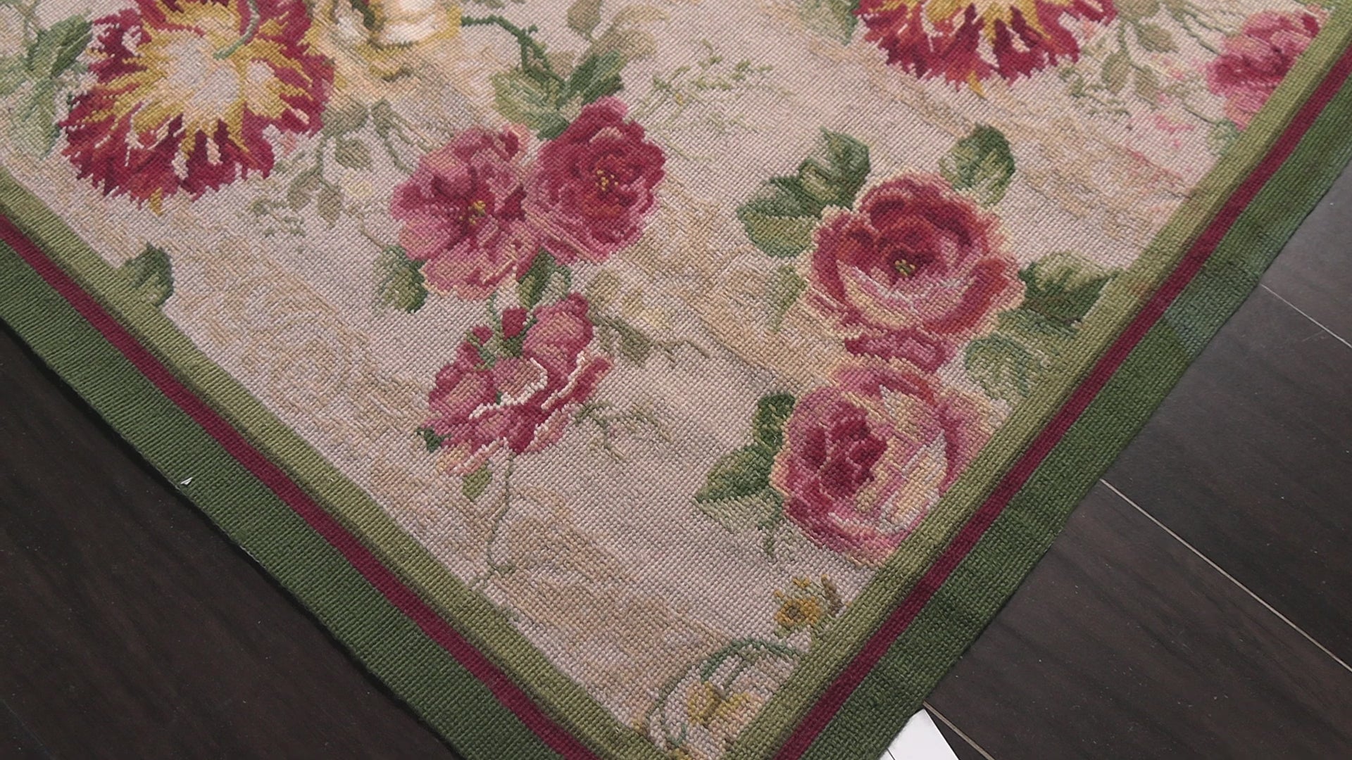 Ivory 8'10''x11'11'' French Aubusson Needlepoint Modern Floral Botanical Hand Woven Wool Oriental Area Rug
