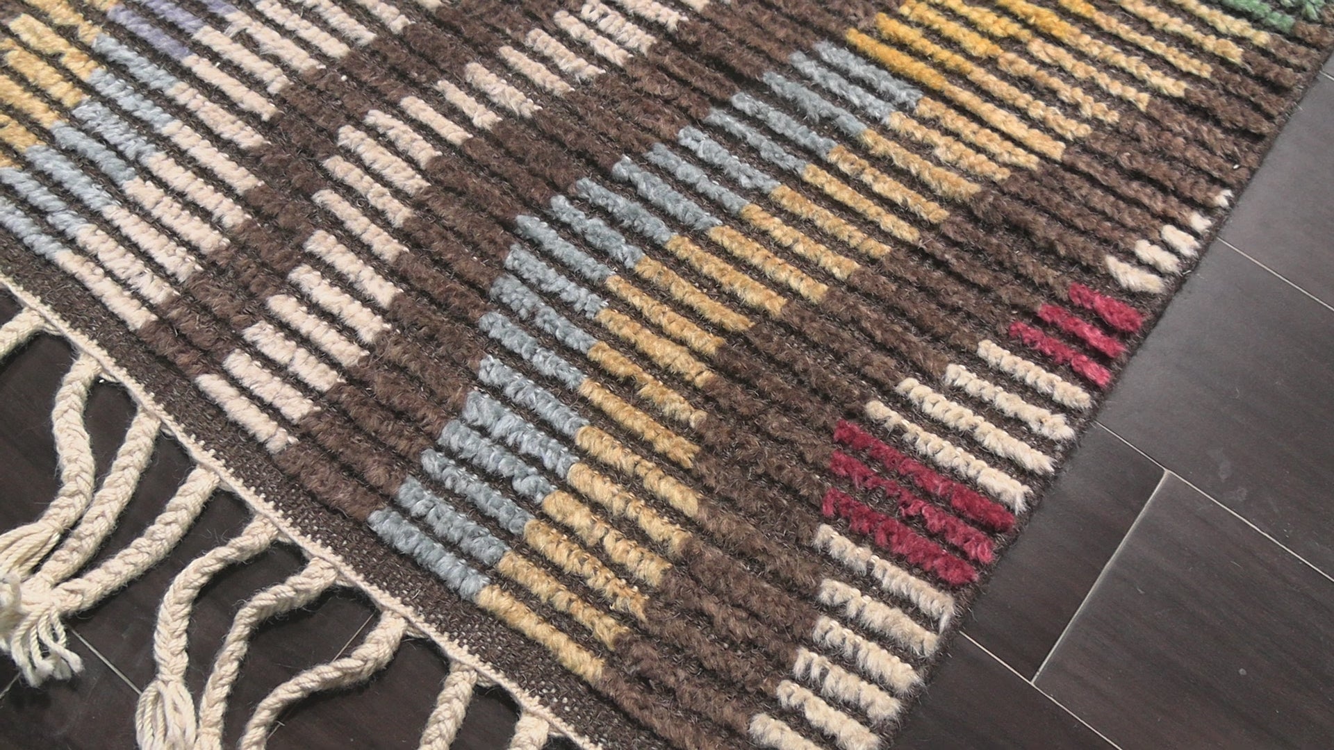 Ivory 8x10 Tibetano Hand Knotted Wool Moroccan Modern & Contemporary Tribal Boho Geometric Hand Knotted Wool Oriental Area Rug