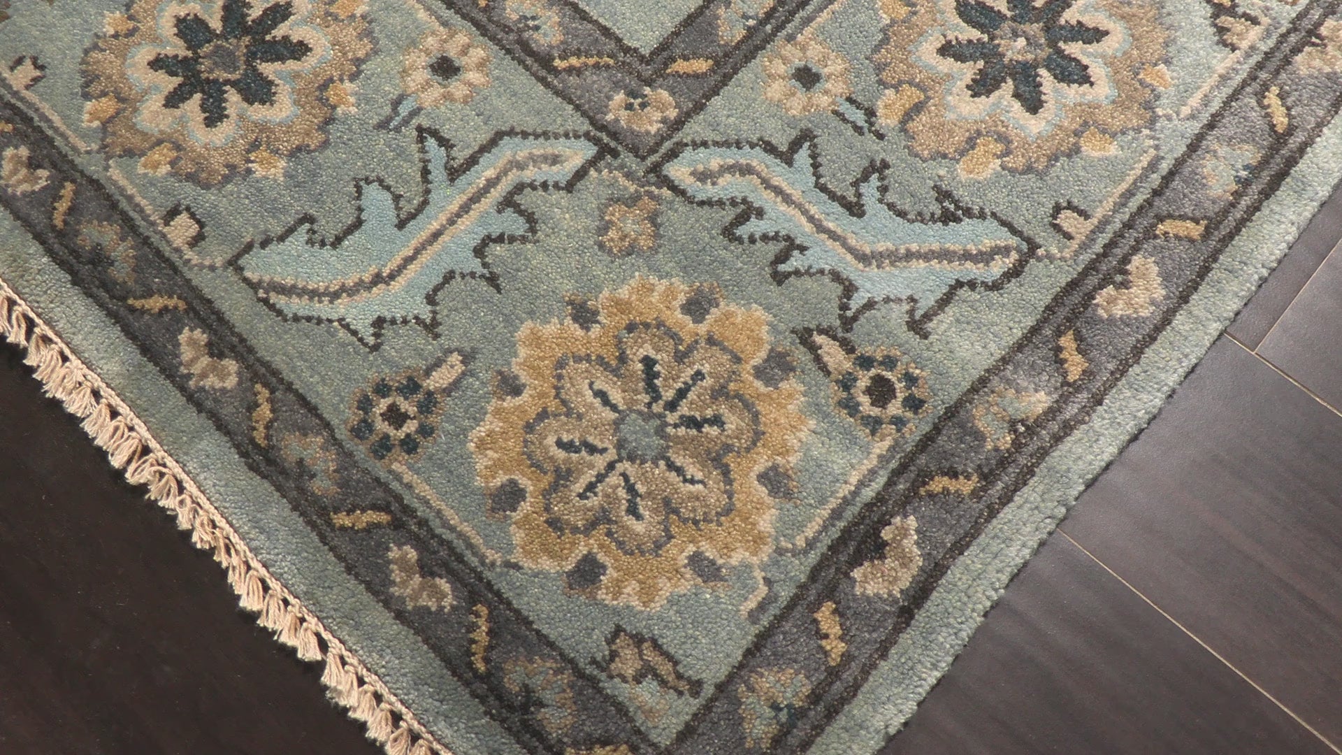 Aqua Gray 7'11''x10 Oushak Arts & Crafts Traditional Hand Knotted Wool Oriental Area Rug
