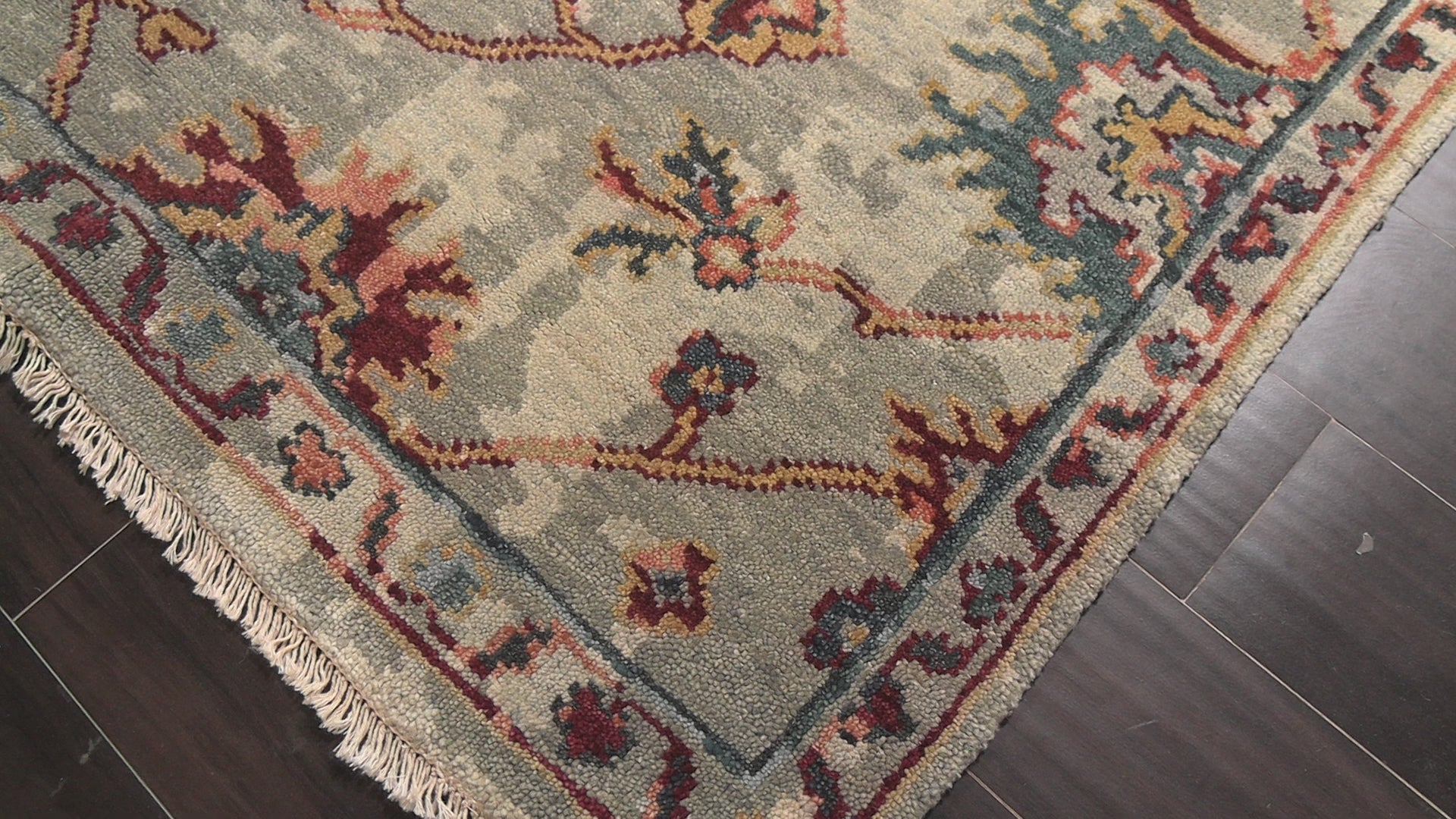 Gray 6'1''x9'1'' Oushak Arts & Crafts Kalaty Hand Knotted Wool Oriental Area Rug