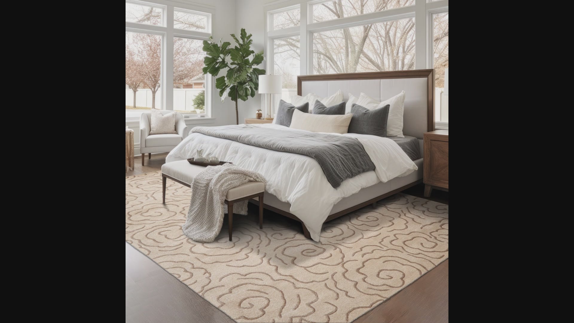 Tan Transitional Floral Hand Tufted Wool & Faux Silk Runner LoomBloom Multi Sizes Oriental Area Rug