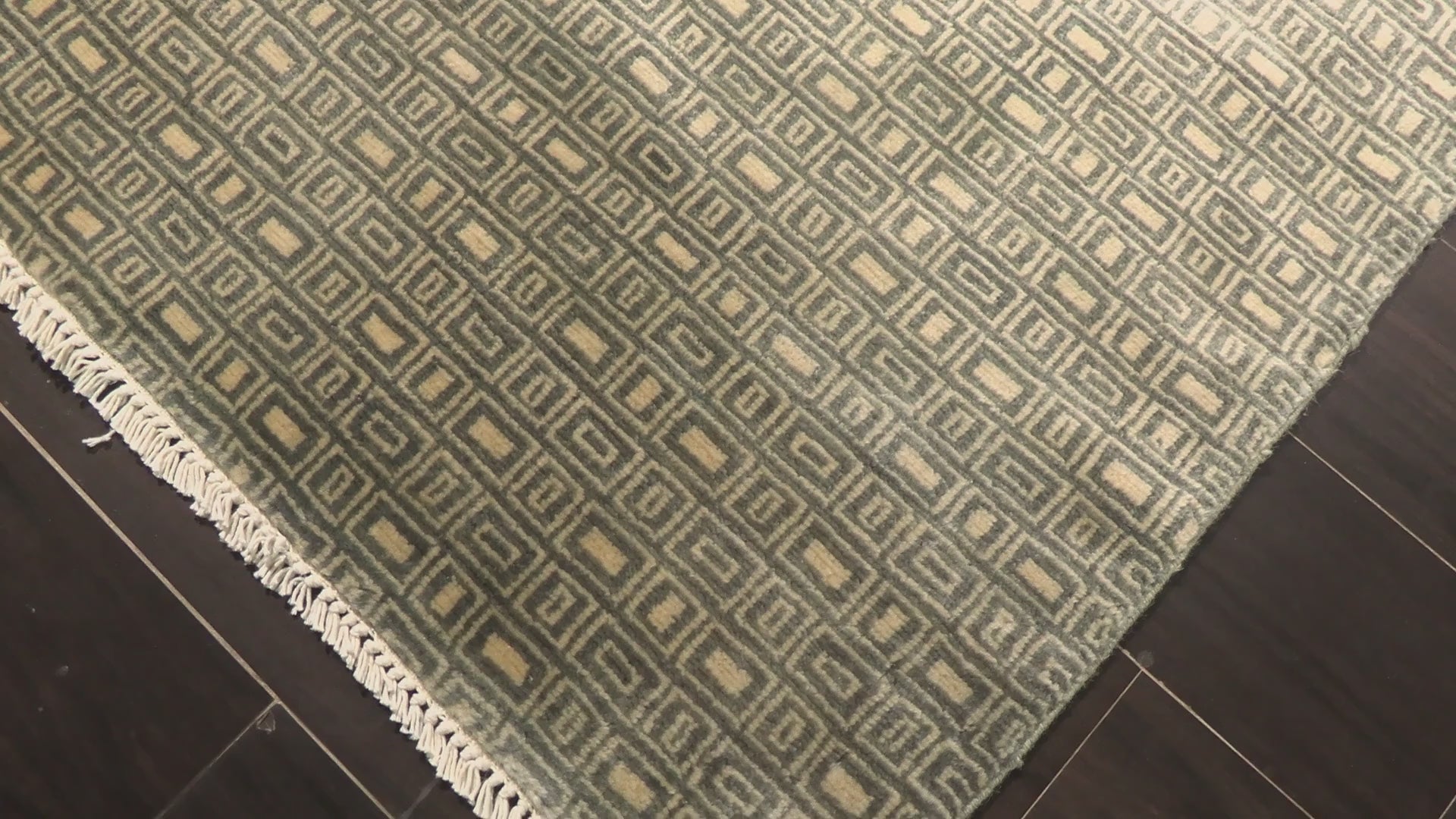 Moss Ivory 8'4''x10'1'' Bokhara Modern Contemporary Hand Knotted New Zealand Wool Oriental Area Rug