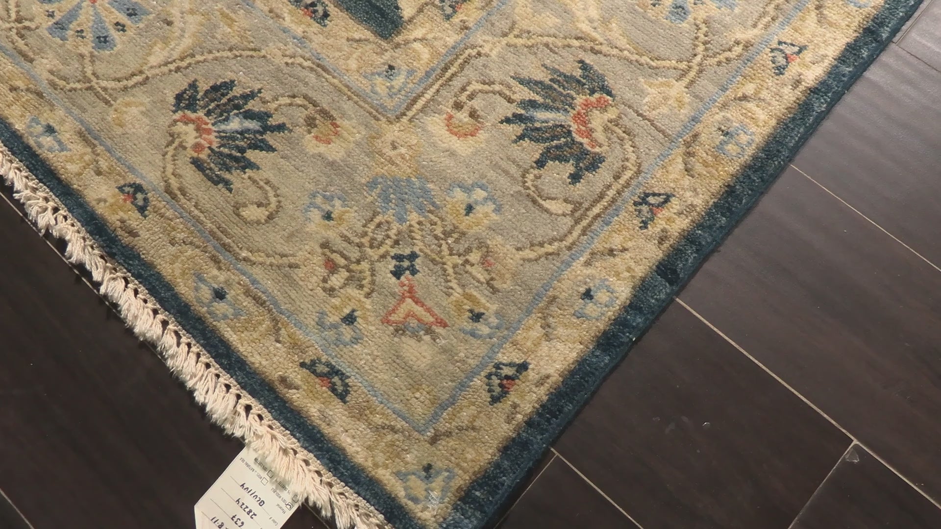 Navy Gray 6x8'11'' Oushak Arts & Crafts Hand Knotted Wool Oriental Area Rug
