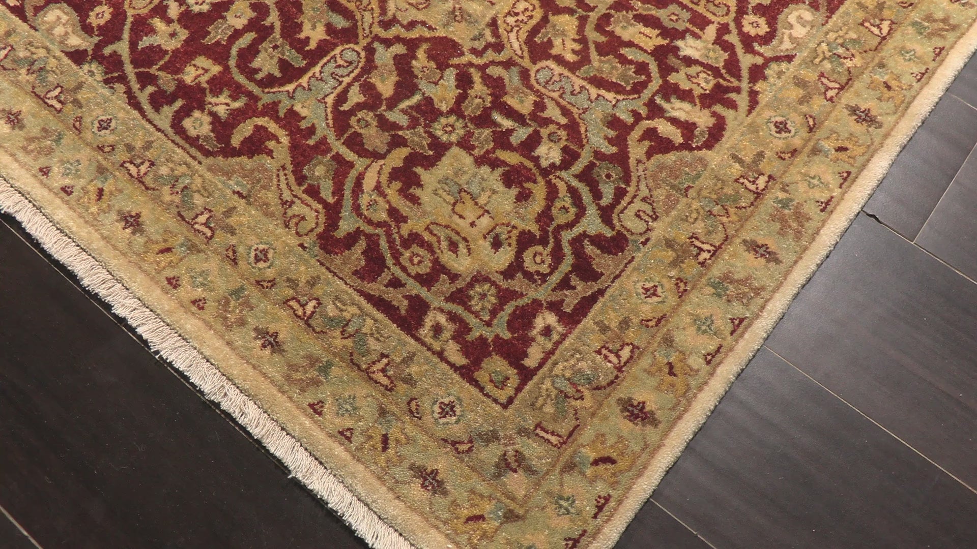 Beige Burnt Orange 8x9'11'' Agra Traditional 150 KPSI Hand Knotted Wool Oriental Area Rug