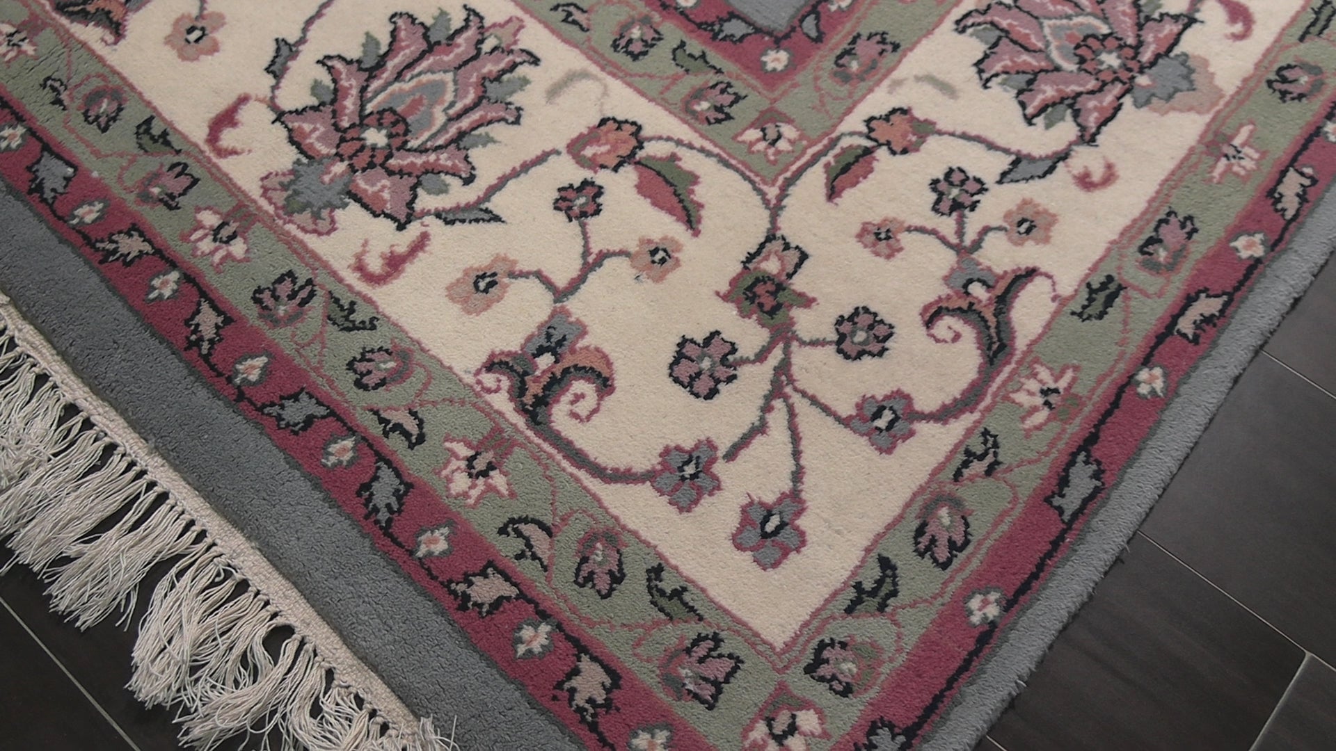 Baby Blue 7'10''x10 Kashan Traditional Botanical Plush Pile Hand Knotted Wool Oriental Area Rug