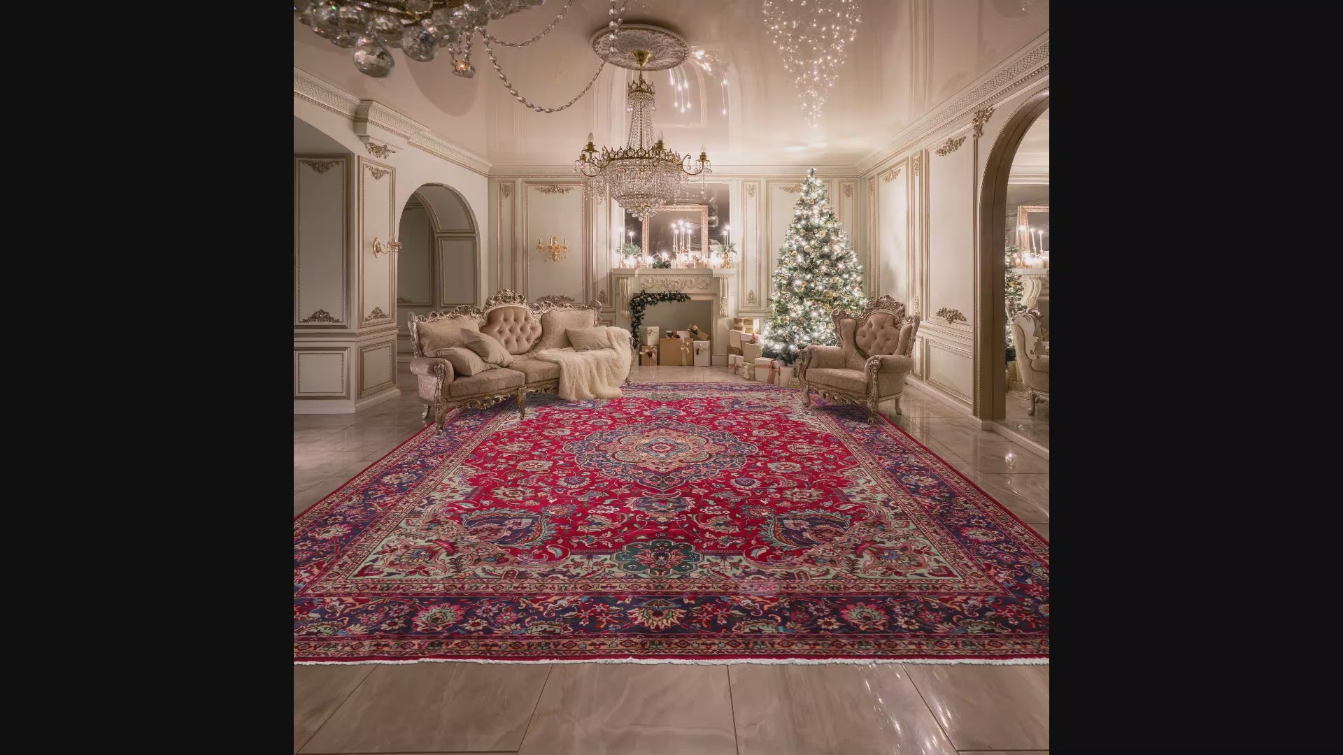 LoomBloom Traditional Red Wool Area Rug Tabriz Design Hand Knotted 10'x13'2"