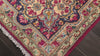 Fuschia Aqua 9'10''x12'8'' Kerman Traditional Medallion Vegetable Dyes Hand Knotted Wool Oriental Area Rug
