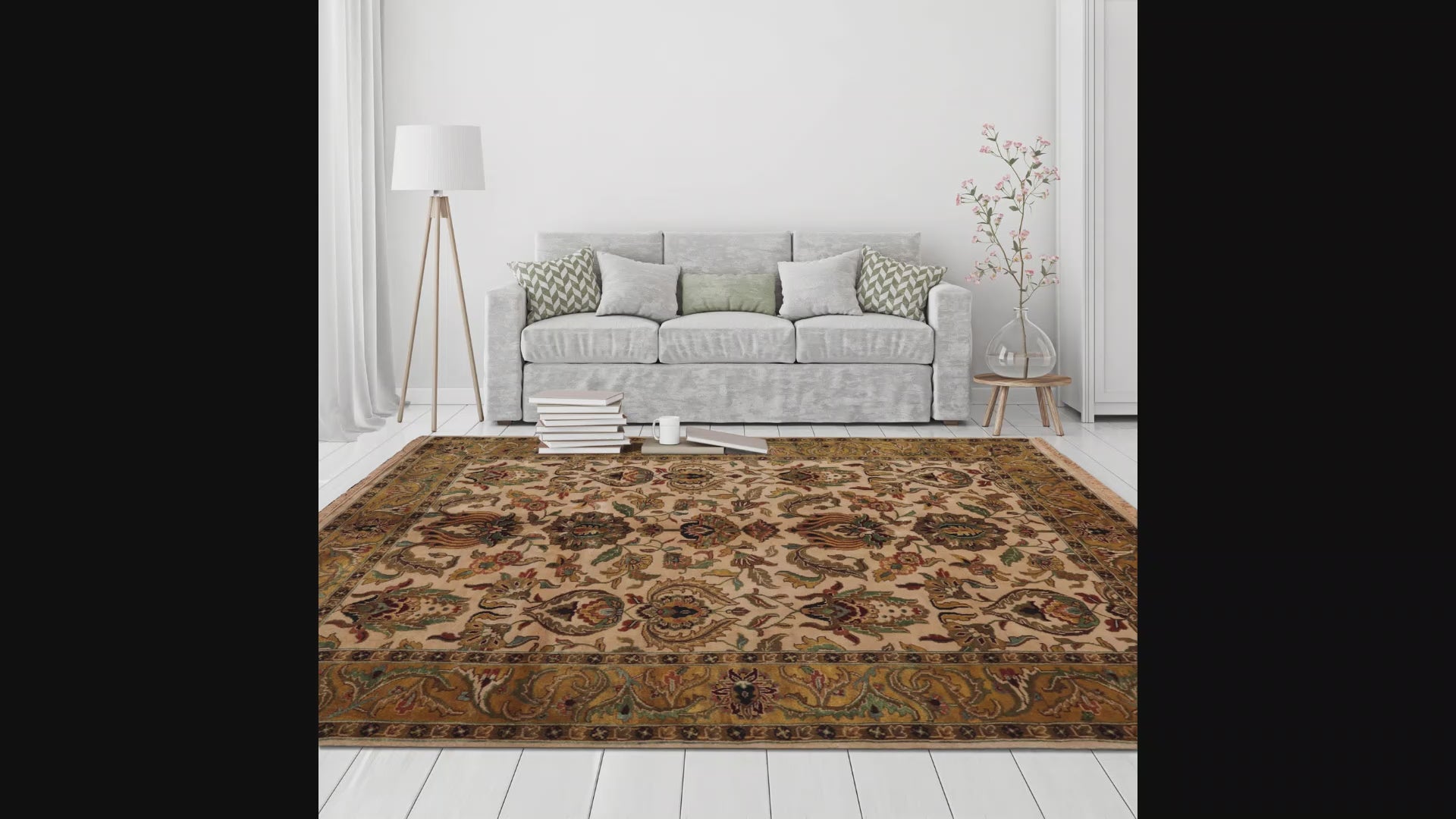 Almanza 6x9 Hand Knotted New Zealand Wool Agra Traditional Oriental Area Rug Beige, Gold Color