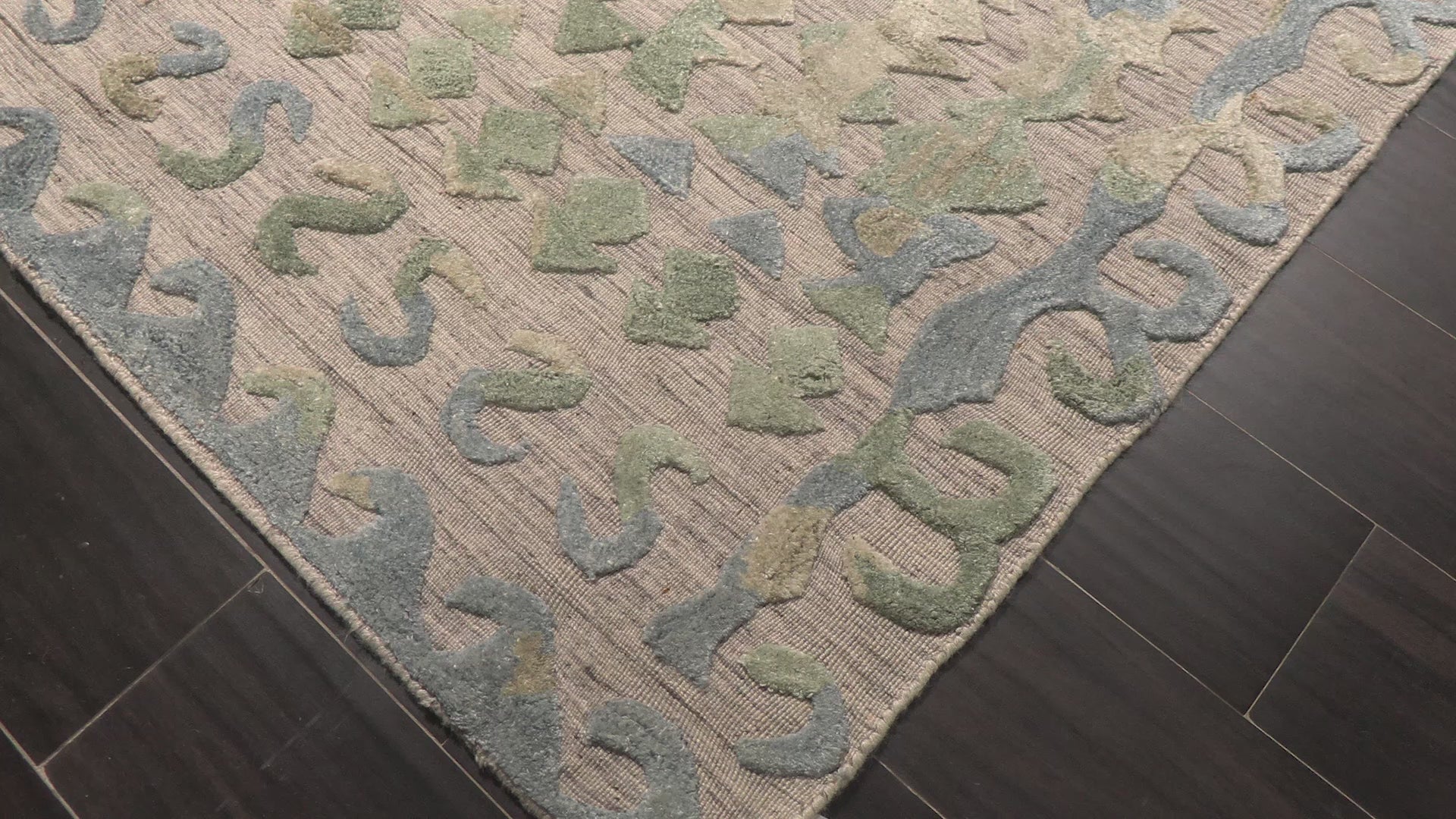 Taupe Green 8'3''x10'2'' Soumak Modern Contemporary Embossed High Low Pile Hand Knotted Wool Oriental Area Rug