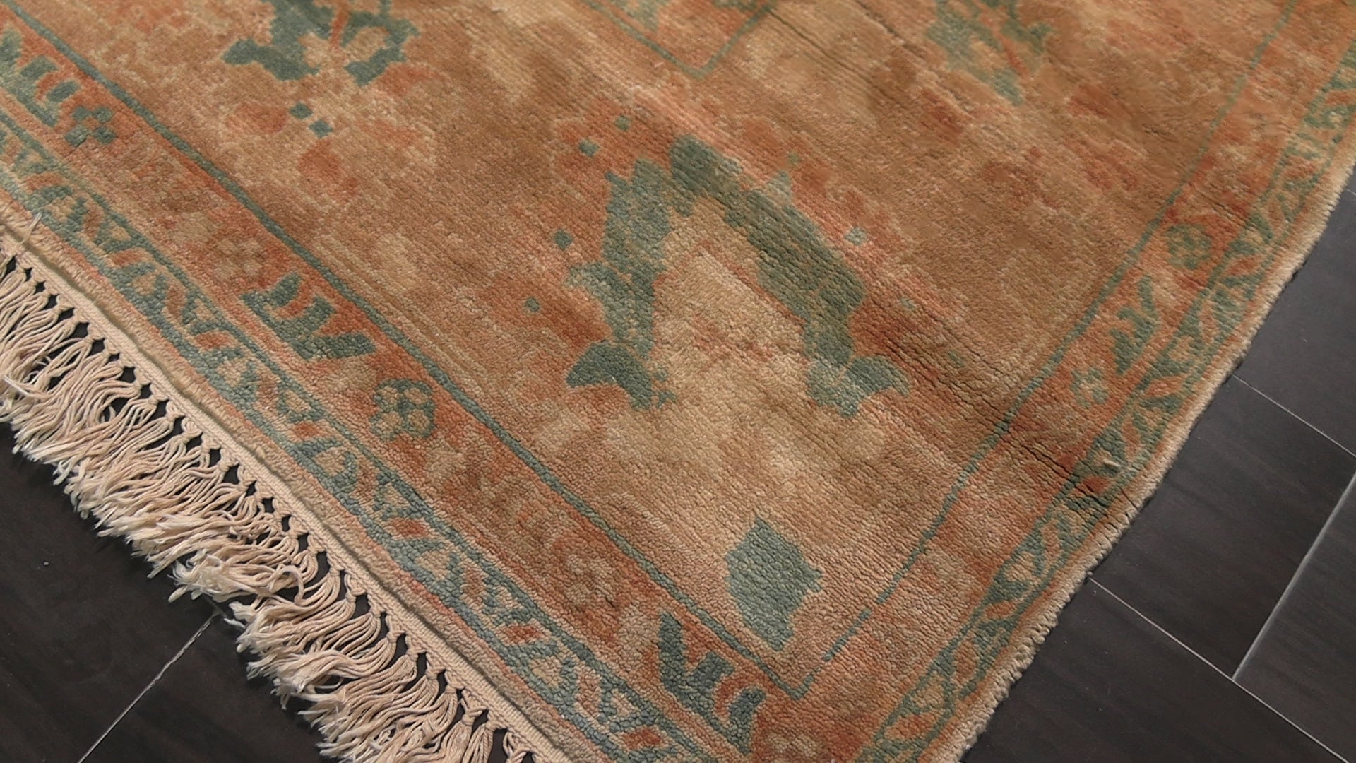 Beige 8'4''x9'2'' Arts & Crafts Authentic Turkish Oushak Silky Sheen Hand Knotted Wool Oriental Area Rug