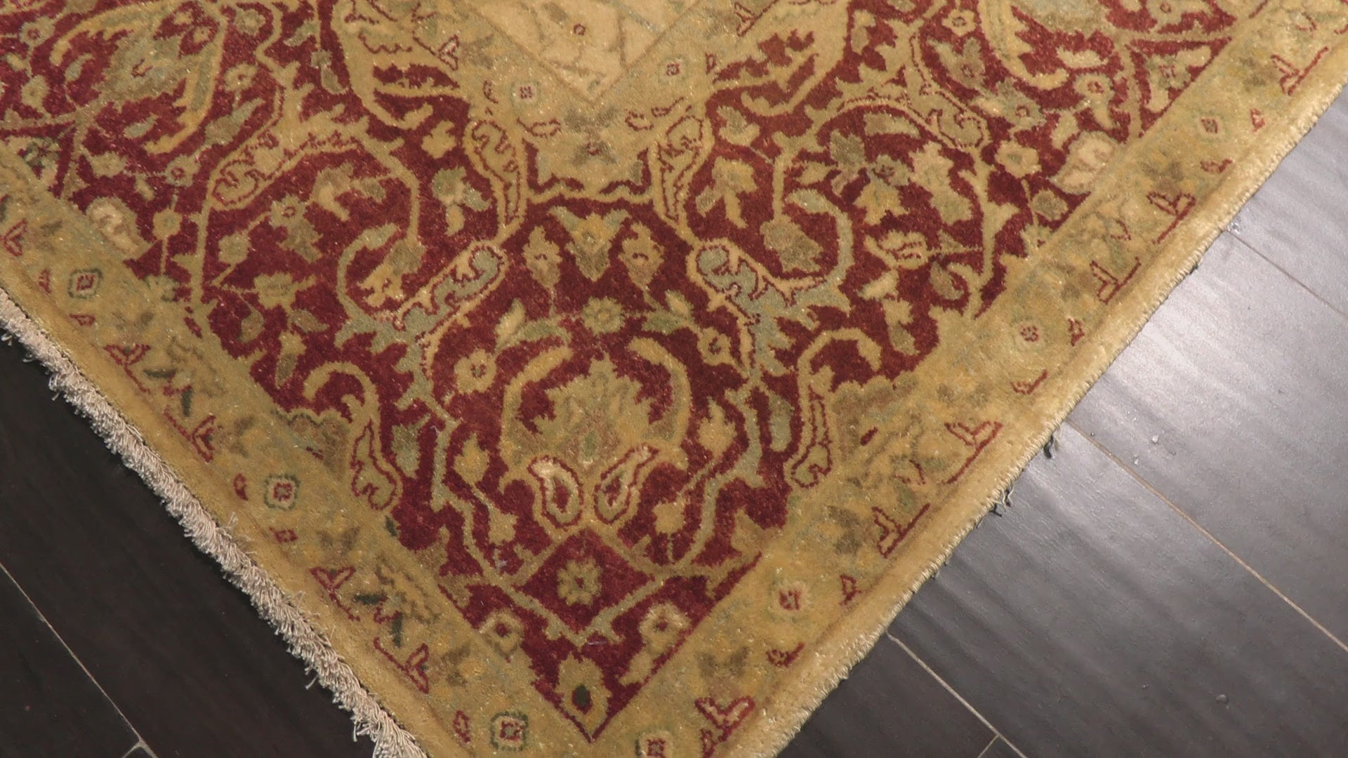 Beige Burnt Orange 5'11''x8'8'' Fine Agra Traditional 150 KPSI Hand Knotted Wool Oriental Area Rug