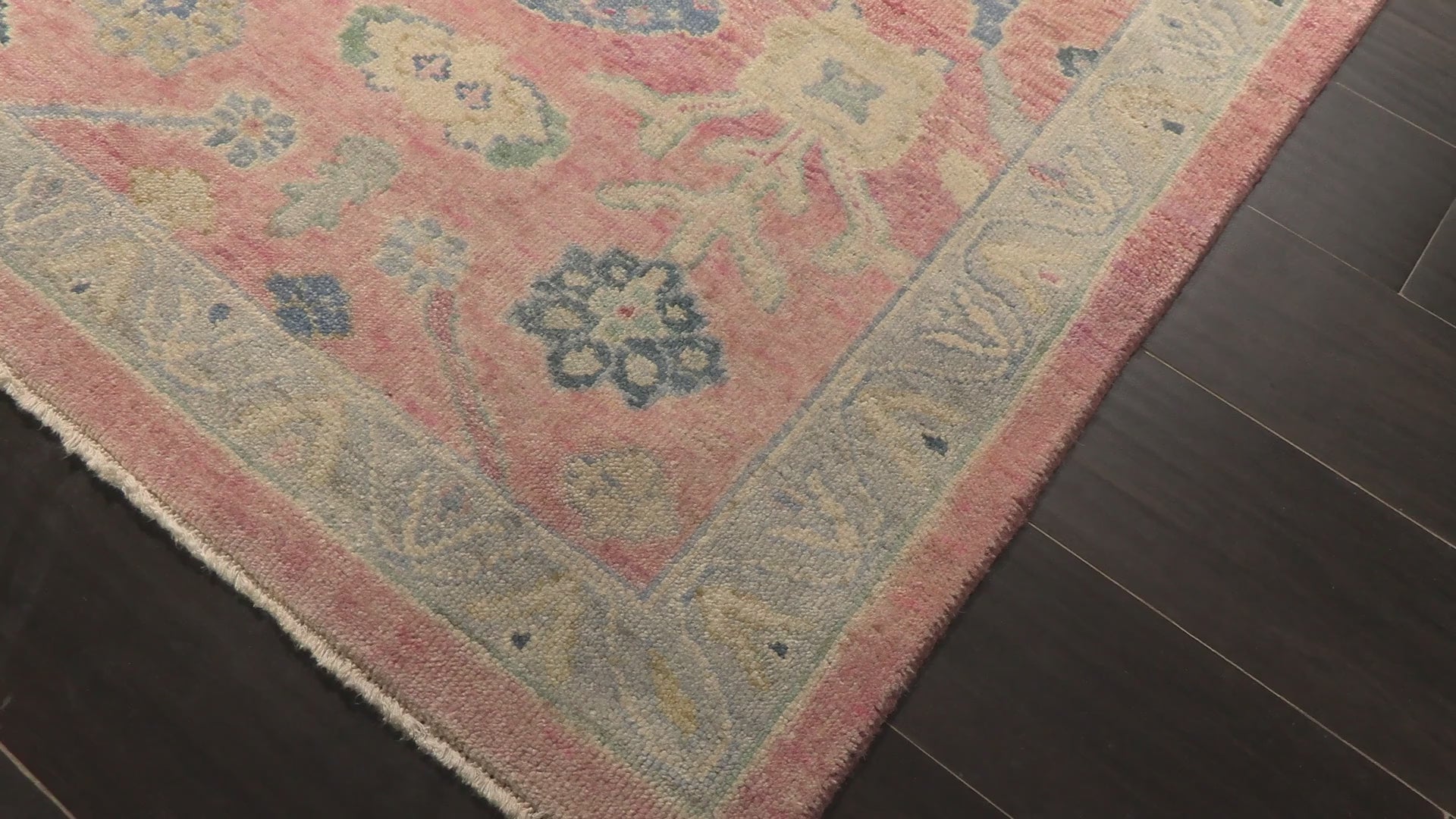 Blush Blue 9'1''x11'9'' Fine Oushak Transitional Hand Knotted Wool Oriental Area Rug