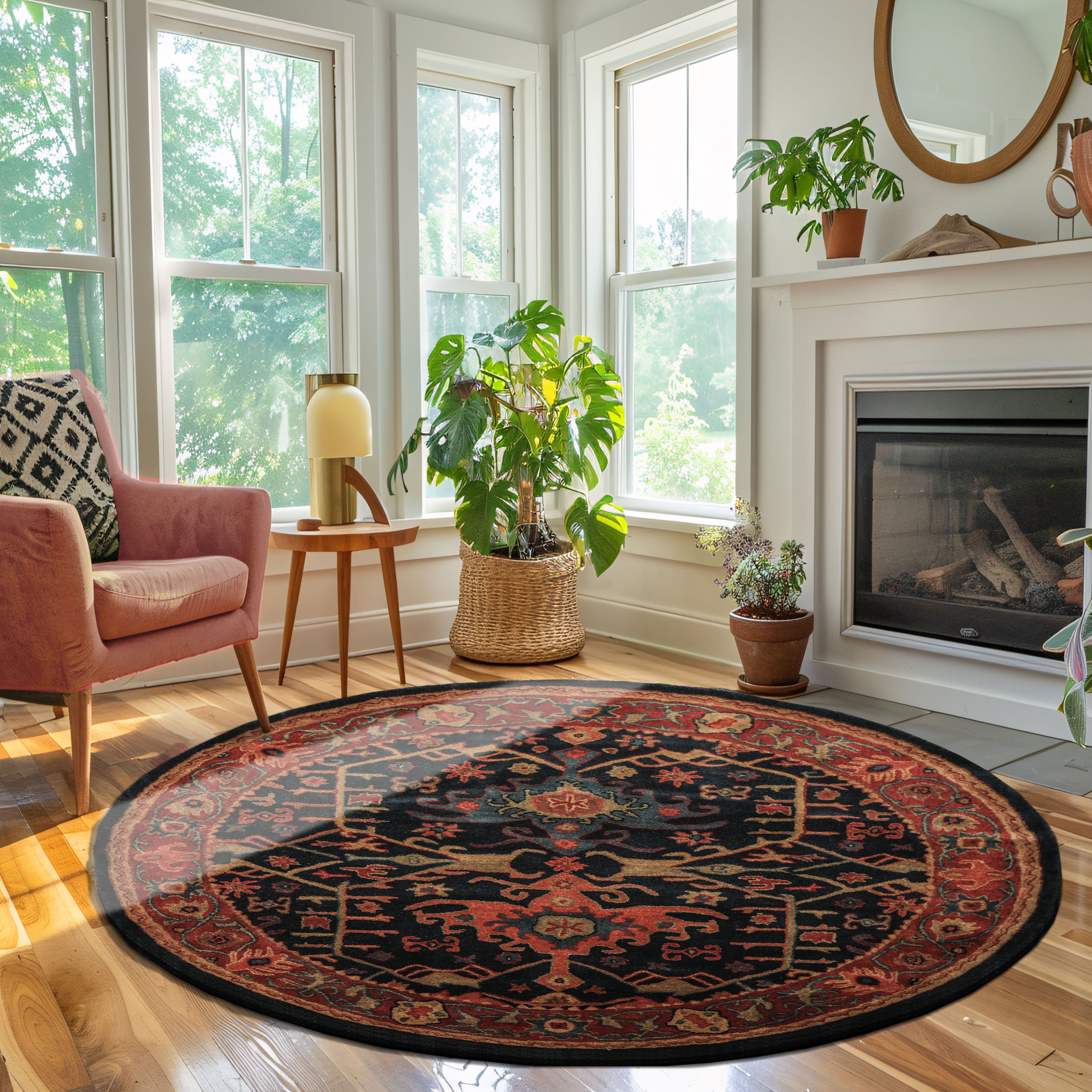 Multi Size Dark Blue, Wine Hand Tufted Handmade 100% Wool Arts & Crafts Oriental Area Rug