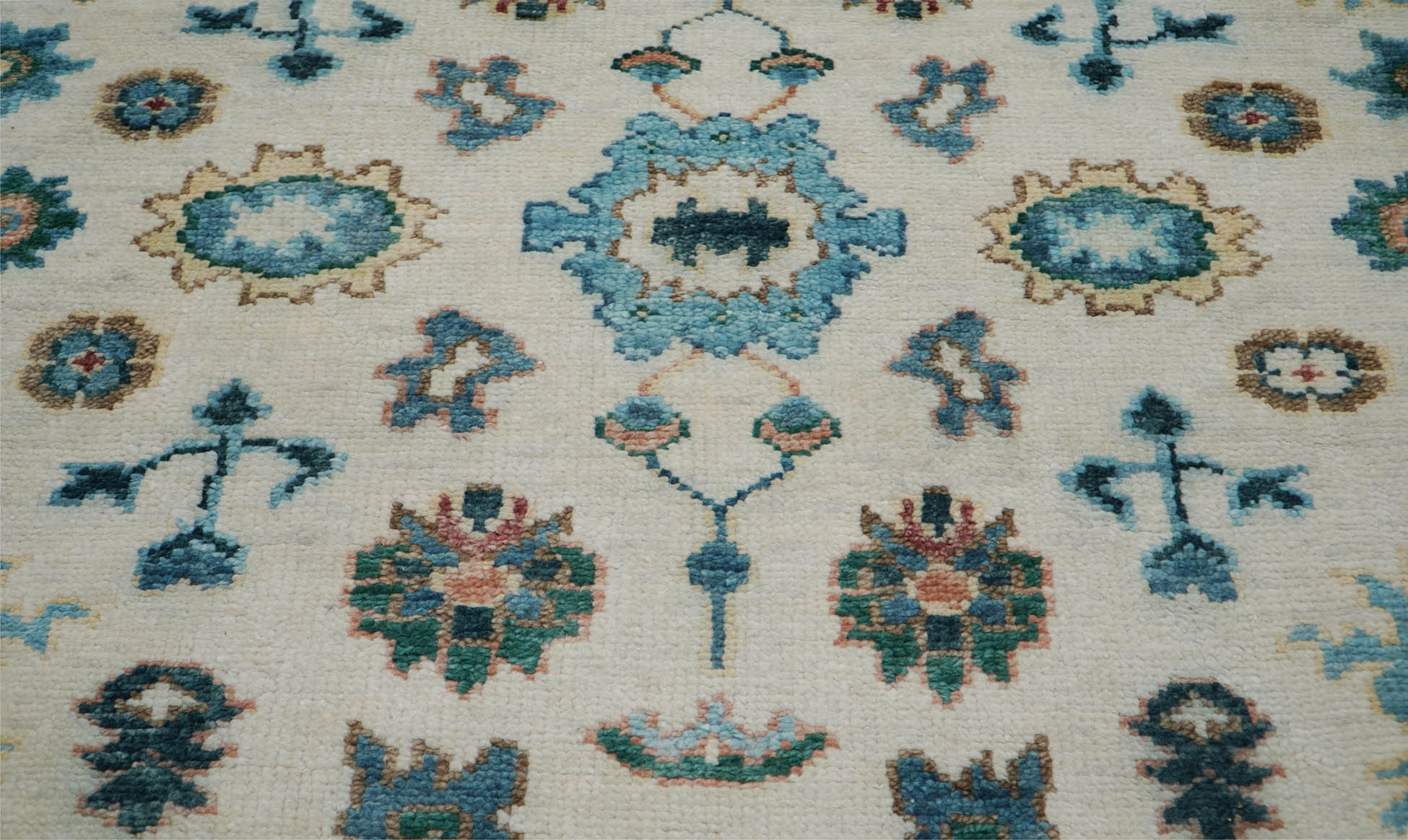 Nataliemarie 8x10 Hand Knotted Turkish Oushak  100% Wool Transitional Oriental Area Rug Beige, Aqua Color